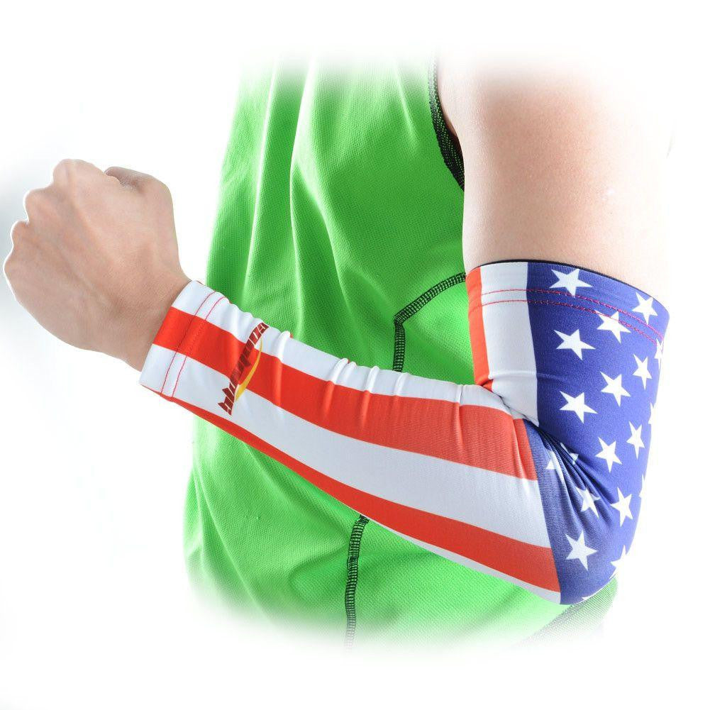 American Flag Printed Anti-Slip Arm Sleeves for Sports & Outdoor Activities - UV Protection & Breathable Design