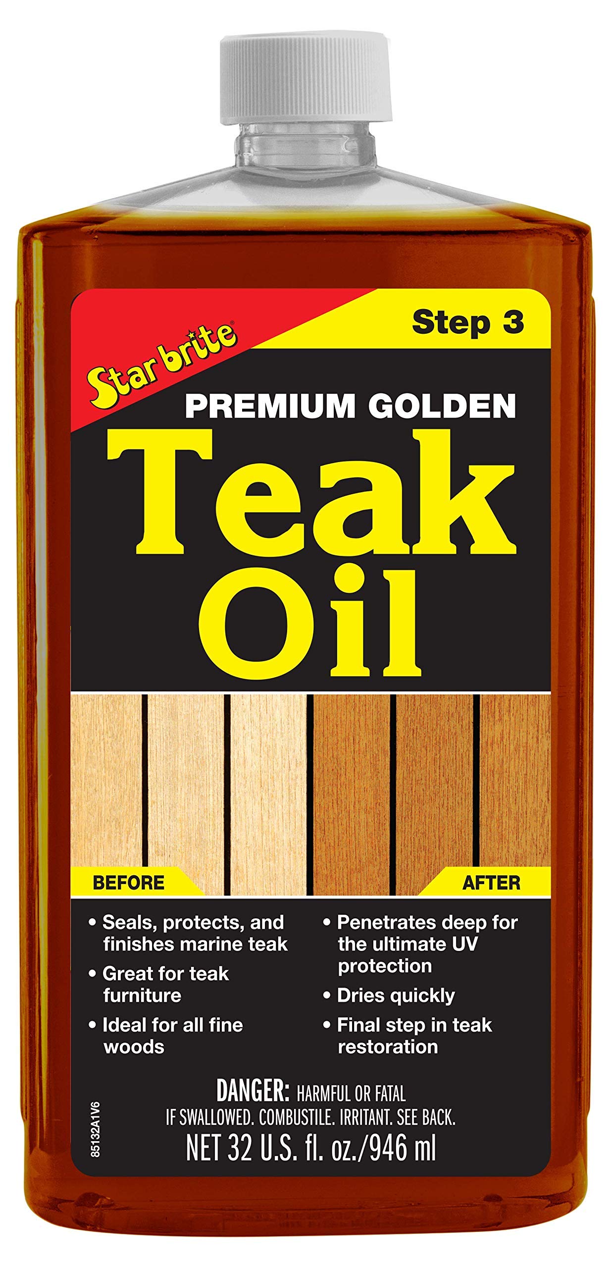 Star Brite Premium Golden Teak Oil - Wood Sealer & Preserver for Outdoor Furniture, Boat Decks & Patio - Restores & Protects Natural Wood Finish