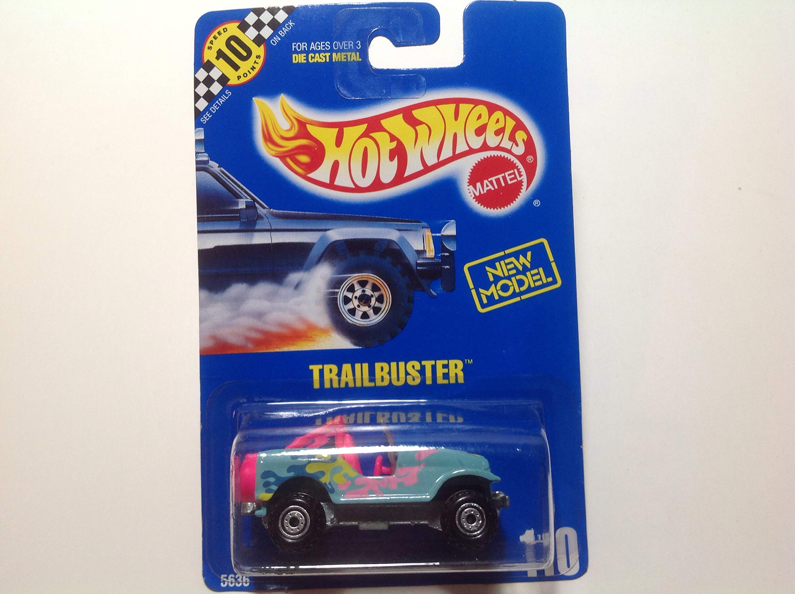 Mattel Hot Wheels Trailbuster 110 1991 Blue Card - Vintage Die-Cast Car for Collectors, Kids & Display - Perfect for Play, Gifts & Nostalgic Decor