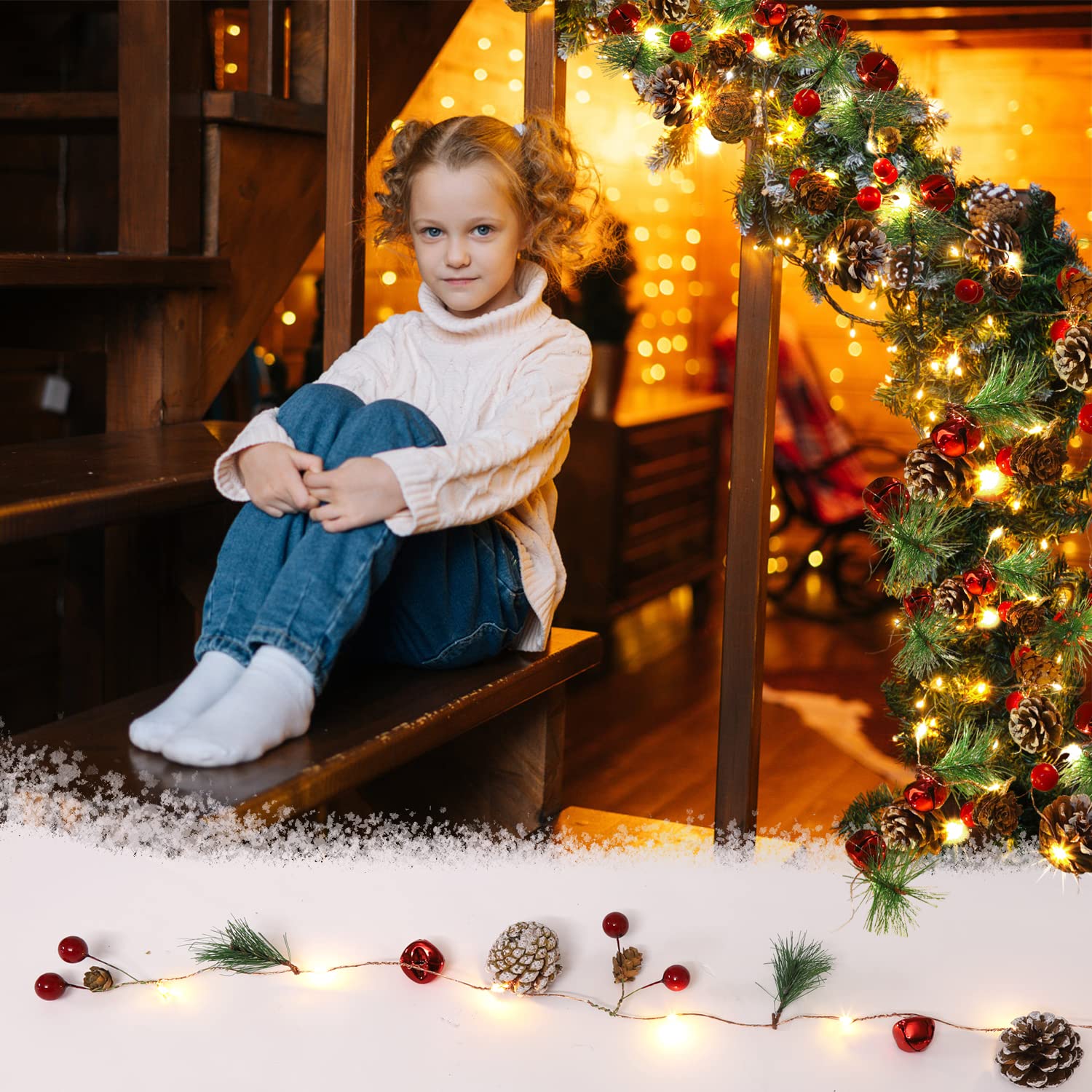 10FT 30LED Red Berry Pine Cone Christmas Garland Lights - Battery Operated Holiday Decor for Tree, Fireplace Mantel, Indoor Home & Party Decorations | Perfect for Xmas, Winter Weddings & Festive Events