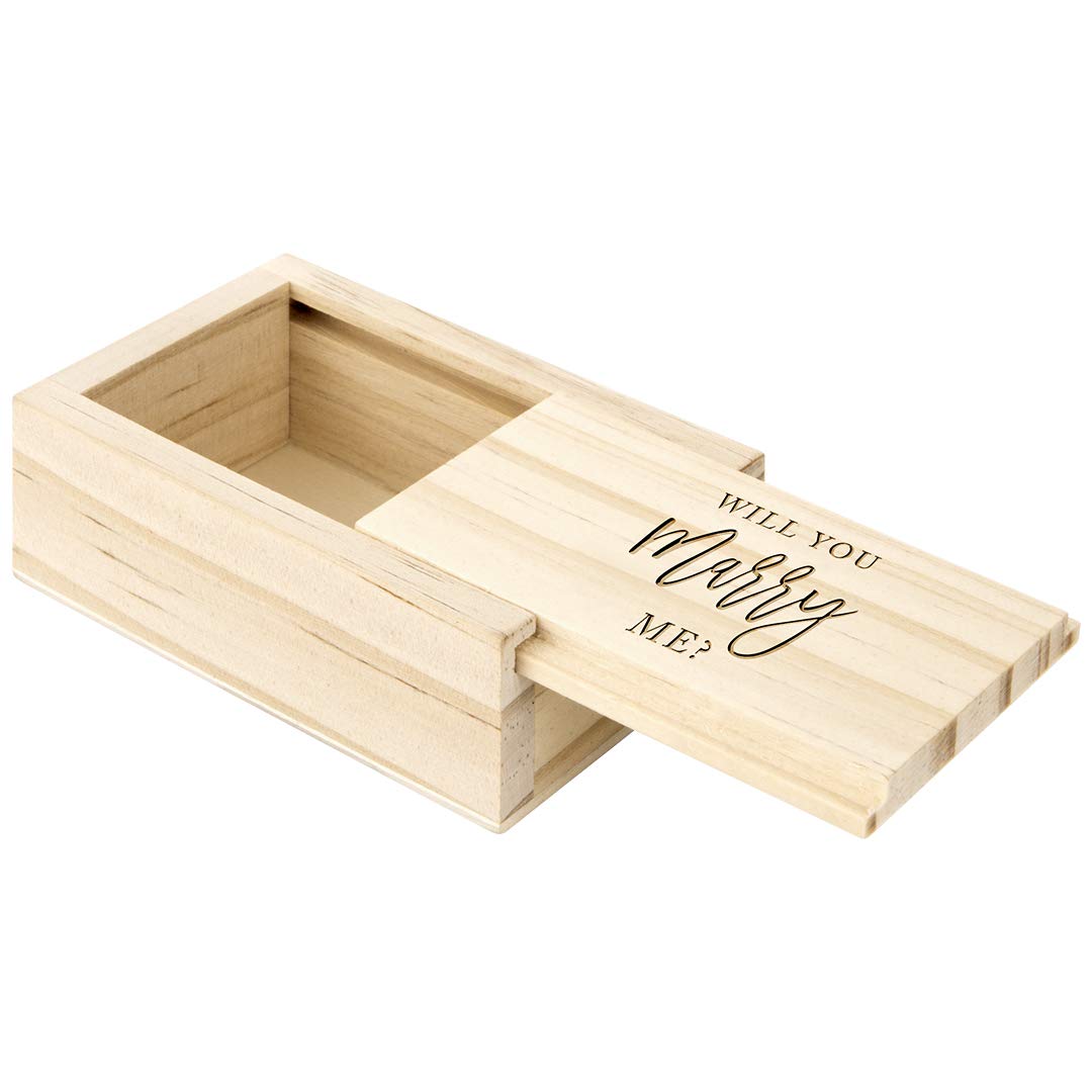 Will You Marry Me? Engraved Wooden Ring Box with Lid - Rustic Proposal Ring Bearer Box for Wedding, Engagement & Keepsake - Perfect for Romantic Proposals & Gift Giving