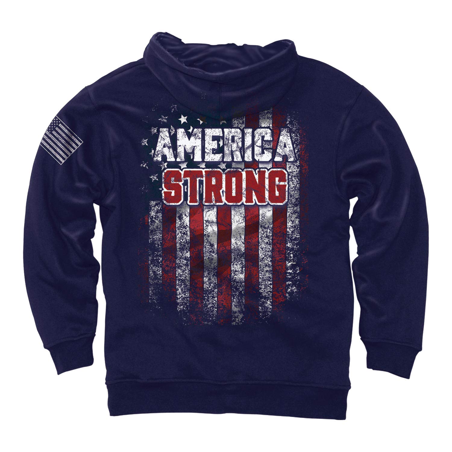 Buck Wear America Strong Hoodie - 9Oz Heavyweight Pullover Sweatshirt - Gildan Softstyle - Patriotic American Flag Design - Unisex Fit for Men & Women - Perfect for Casual Wear, Outdoor Activities & Sports