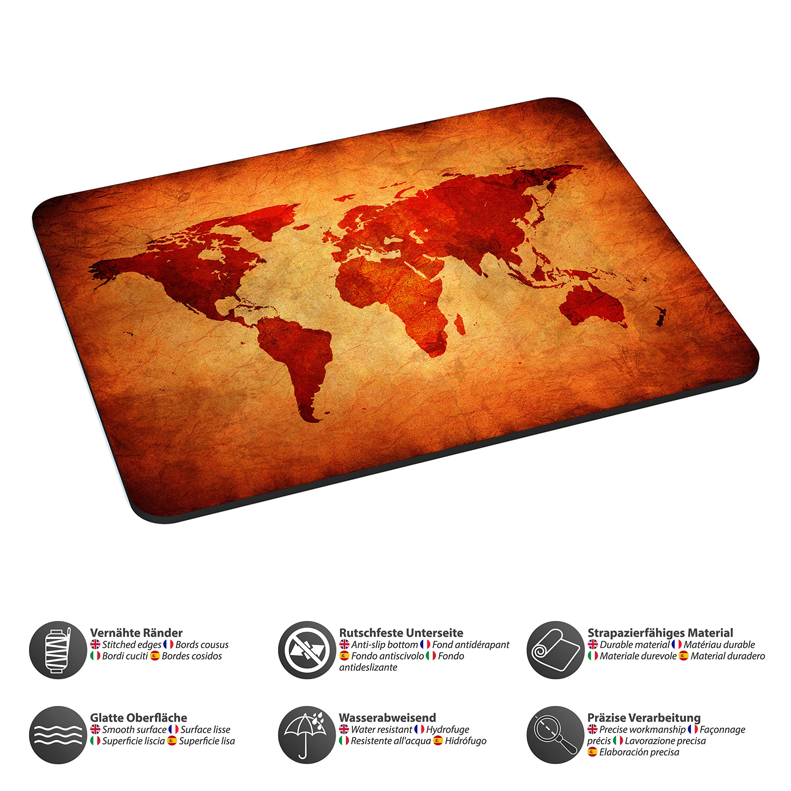 Premium Brown World Map Design Mouse Pad - Non-Slip Rubber Base, Large Gaming & Office Desk Mat - Perfect for Work, Gaming & Home Office Setup