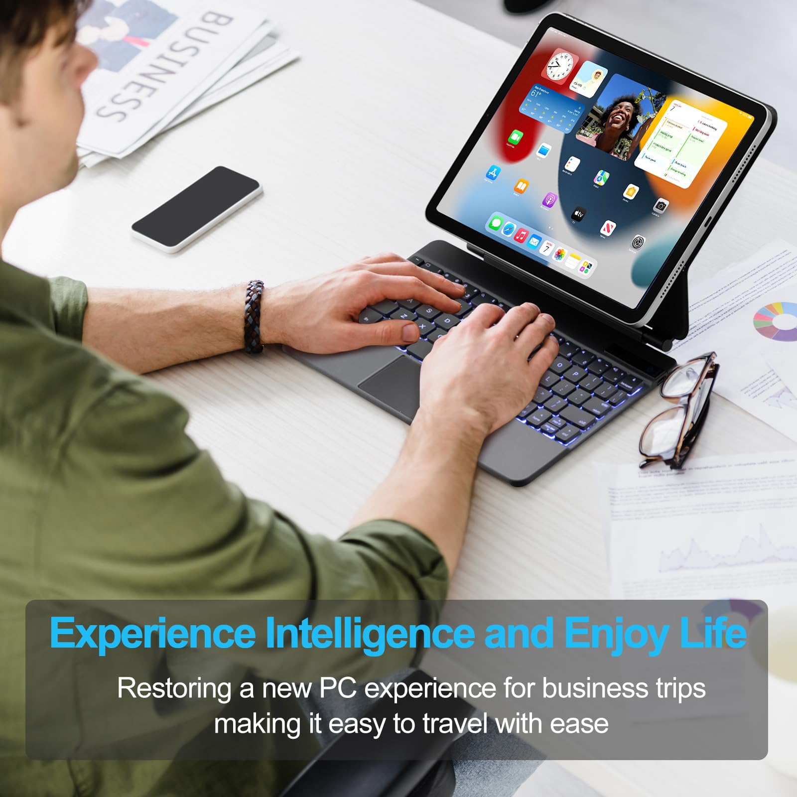 KIYPUT Bluetooth Keyboard Case for iPad Air 11 inch (M2) 2024 & iPad Pro 11 inch (1st-4th Gen) - Slim Protective Cover with Multi-Touch Trackpad, Backlit Keys, Compatible with iPad Air 4th/5th Gen | Perfect for Work, Study & Travel