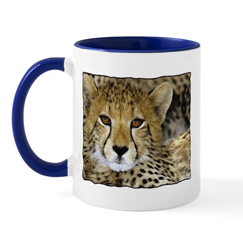 White/Navy Inside - Cheetah Face Mug