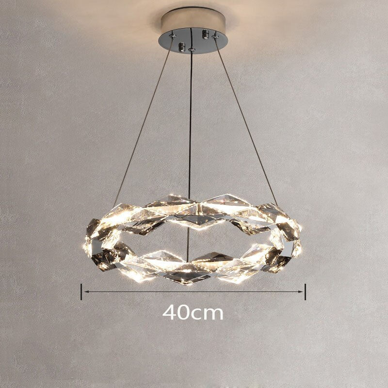 Elegant Crystal Ring Chandelier Lighting Fixture - Modern Ceiling Light for Dining Room, Bedroom & Living Room Decor