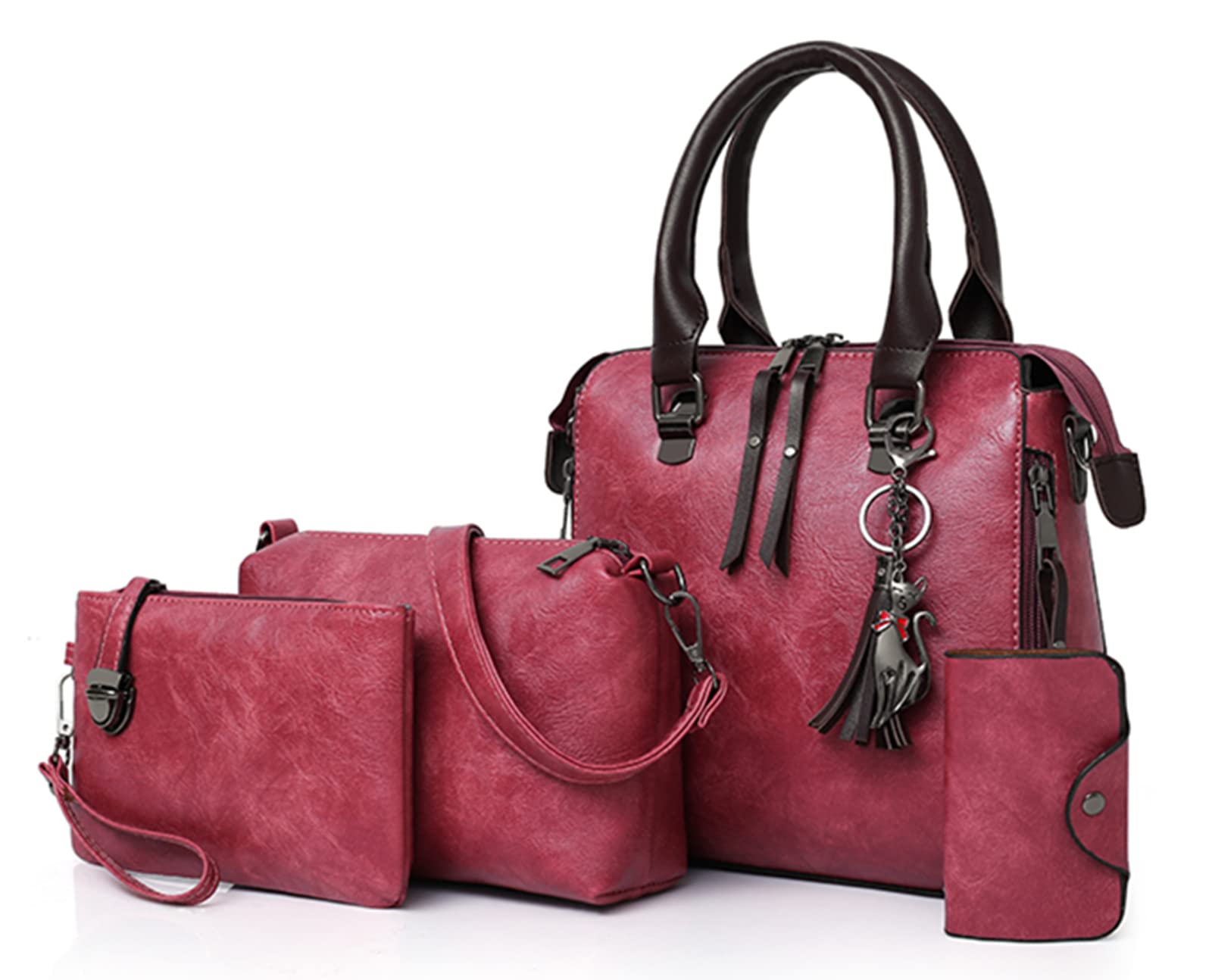 HANDAFA Women's 4-Piece Fashion Bag Set - Tote, Shoulder, Satchel & Purse for Work, Travel & Daily Use | Stylish & Functional Handbags