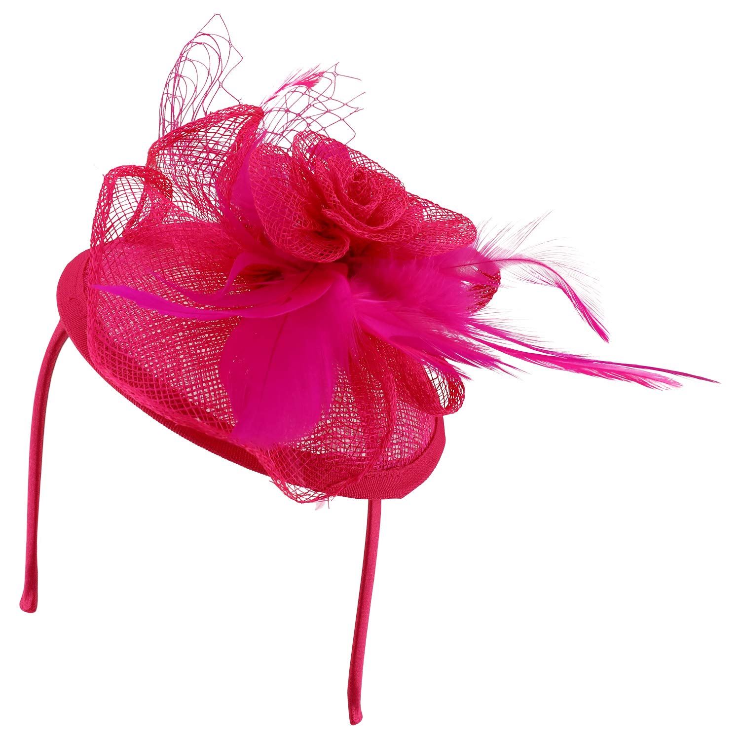 Elegant Sinamay Feather Rose Net Women's Fascinators Headband - Stylish Hair Accessories for Weddings, Parties & Special Occasions