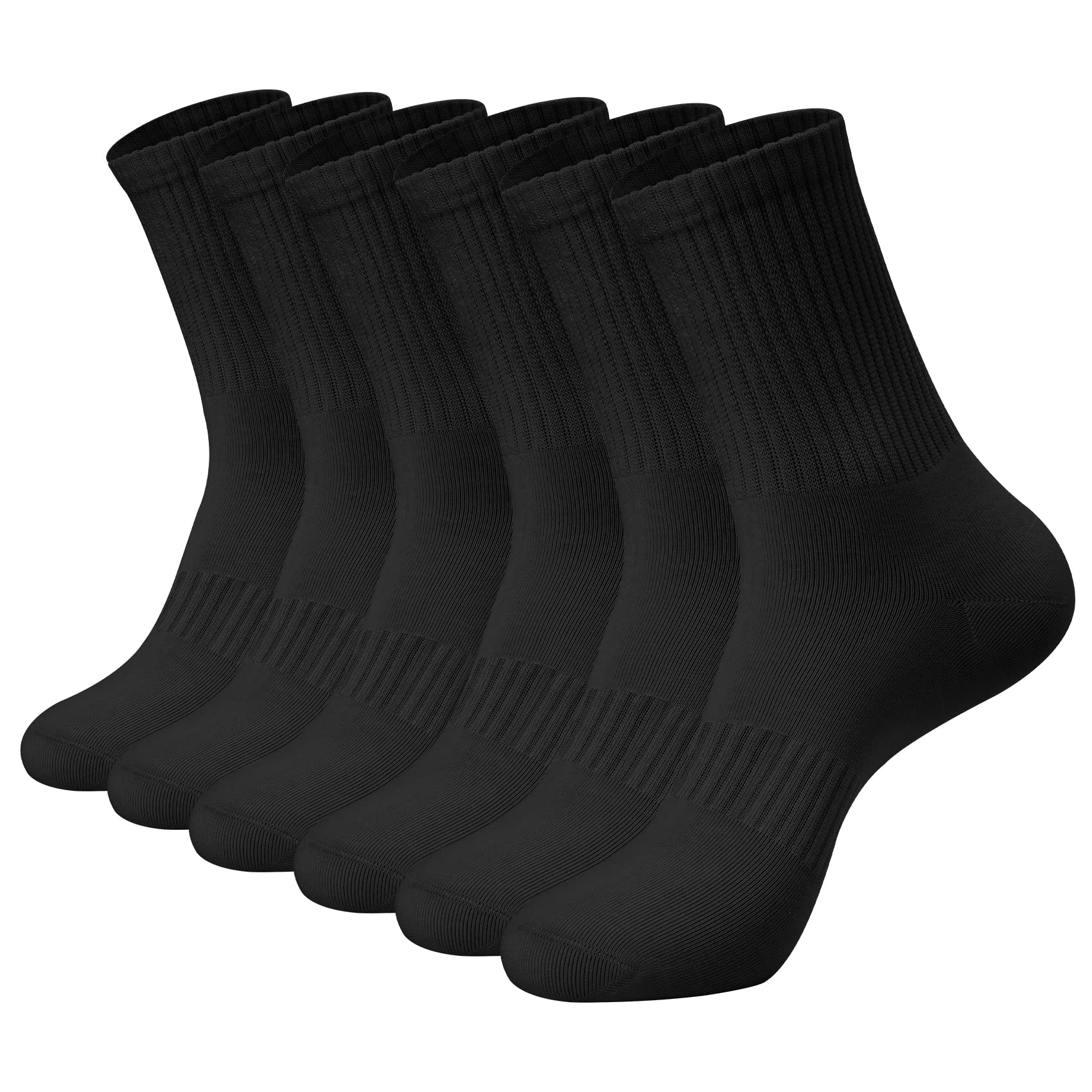 6 Pairs Men's Casual Crew Socks - Breathable Athletic Cotton Socks for Work, Gym & Daily Wear - Comfortable Dress Socks for Men