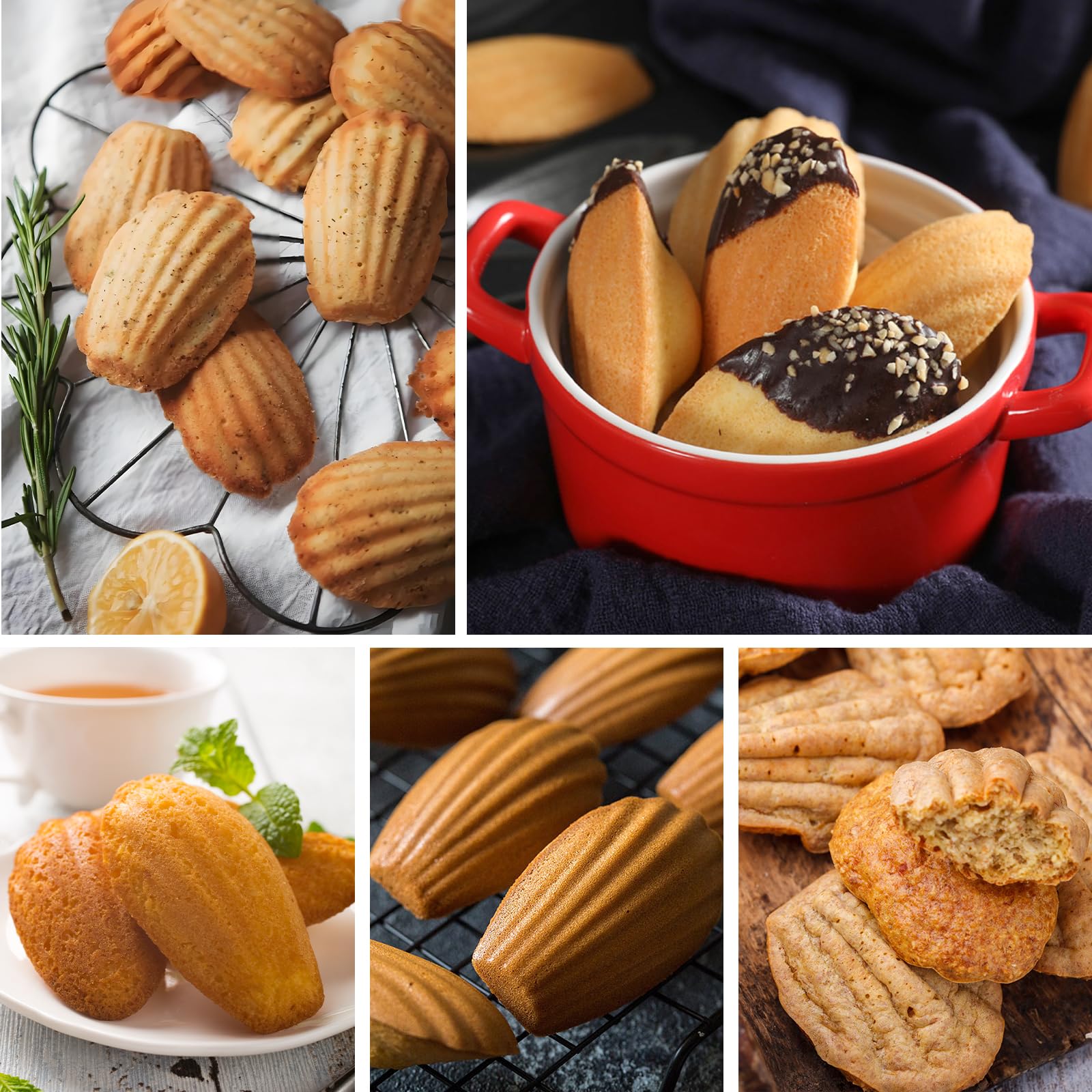2Pcs Nonstick Madeleine Pans for Baking - 40-Cavity Shell Shaped Silicone Mold, Perfect for Cakes, Cookies, Chocolate & Candy (11.8