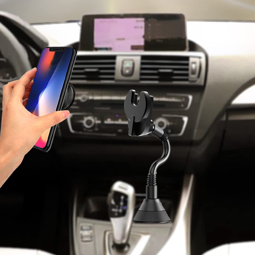 Pop Socket Car Phone Holder - Flexible Gooseneck Cup Holder Mount Compatible with iPhone, Samsung & All Smartphones - Perfect for Hands-Free Driving, GPS Navigation & Road Trips