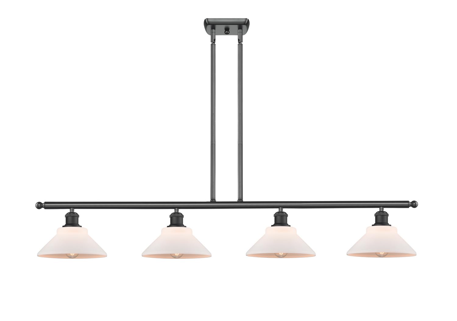 Vintage Dimmable LED Island Light - 4 Light Matte Black Fixture for Kitchen, Dining Room & Bar Lighting | Innovations 516-4I-BK-G131-LED