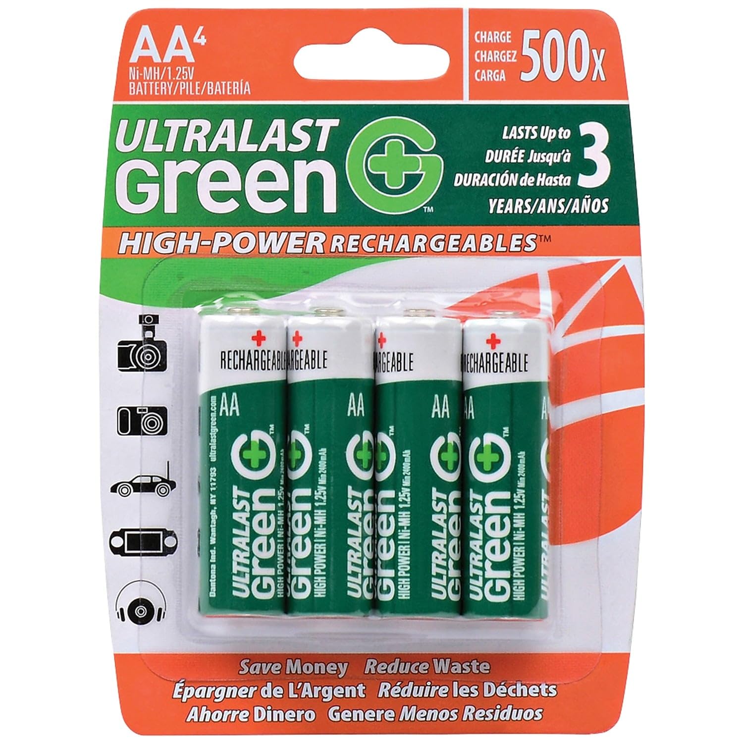 High Capacity NiMH AA Rechargeable Batteries 4-Pack - Long Lasting Power for Digital Cameras, Wireless Keyboards & Smart Home Devices
