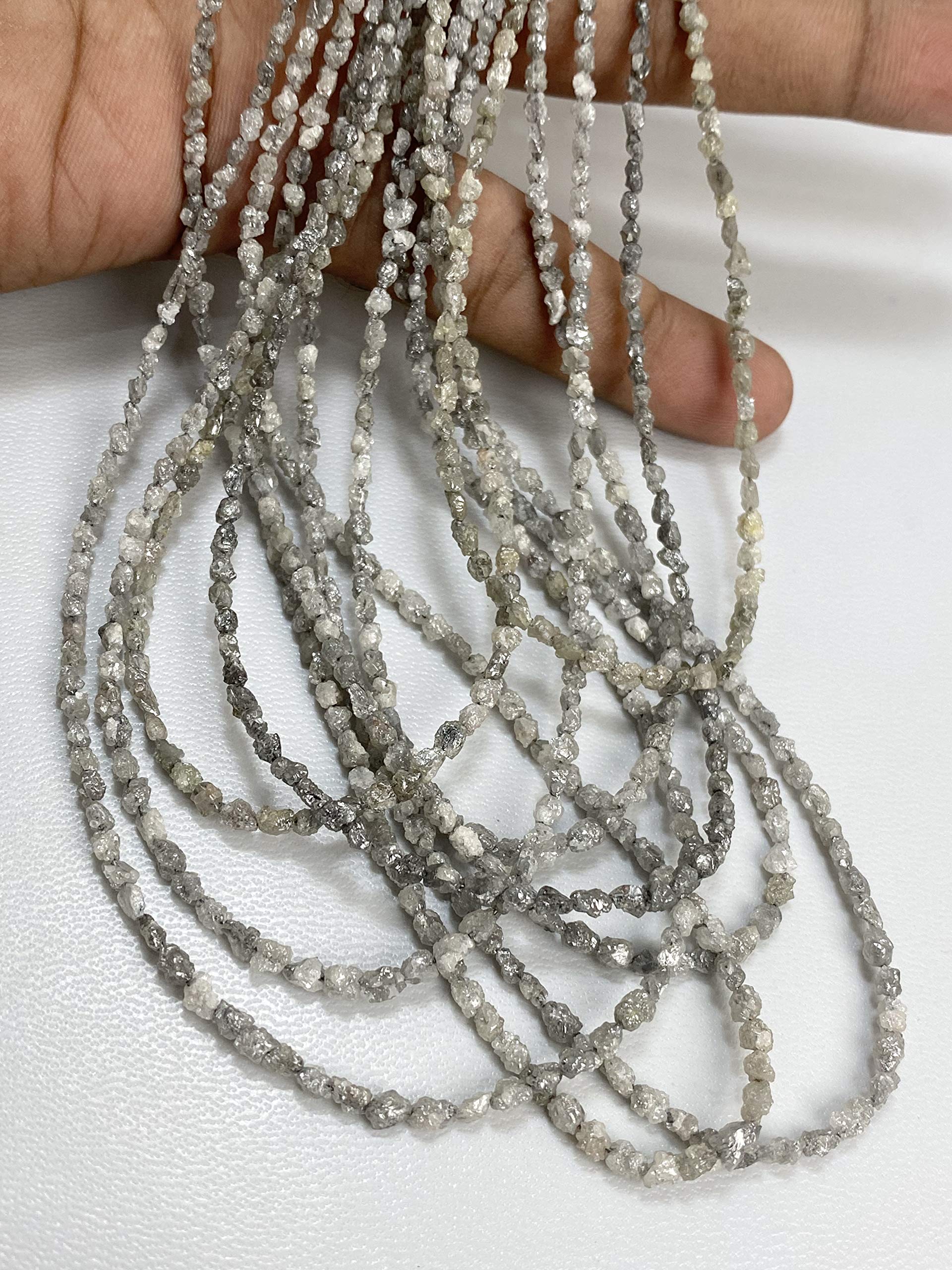 Natural Uncut Diamond Cube Rough Beads - 2-4.25mm Raw Gemstone Beads for Jewelry Making - 8 Inch Strand - Perfect for Handmade Necklaces, Bracelets & DIY Craft Projects
