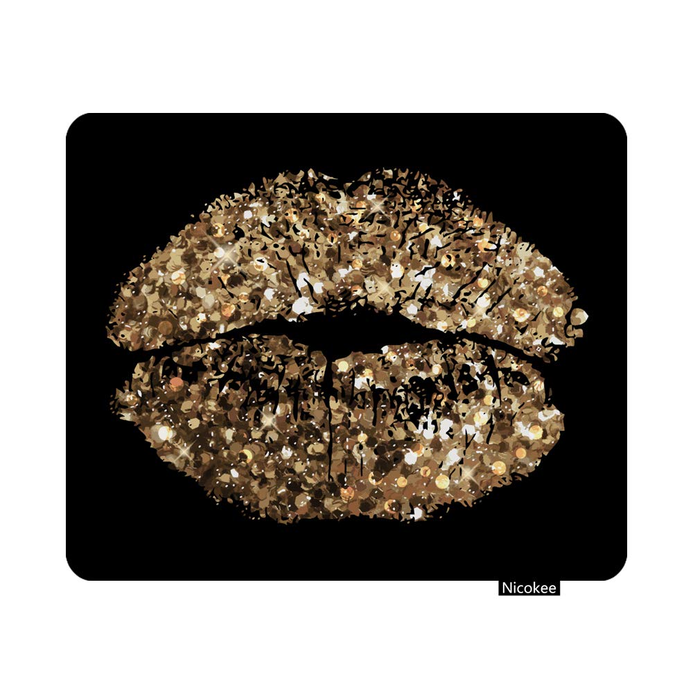 Glamorous Gold Sequin Gaming Mouse Pad - Non-Slip Rubber Base for Computer, Laptop, Office & Home Use - 9.5