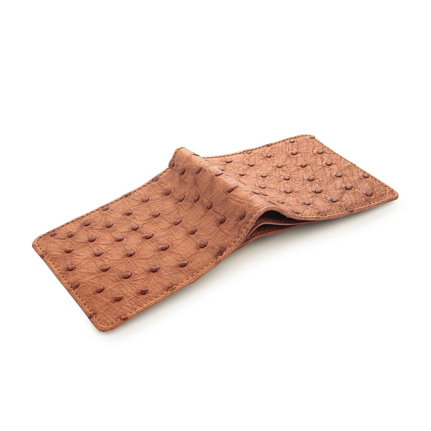 Premium Lining Cognac Brown Ostrich Skin Leather Wallet for Men - Slim Bifold RFID Blocking Luxury Billfold - Perfect for Business, Travel & Everyday Use