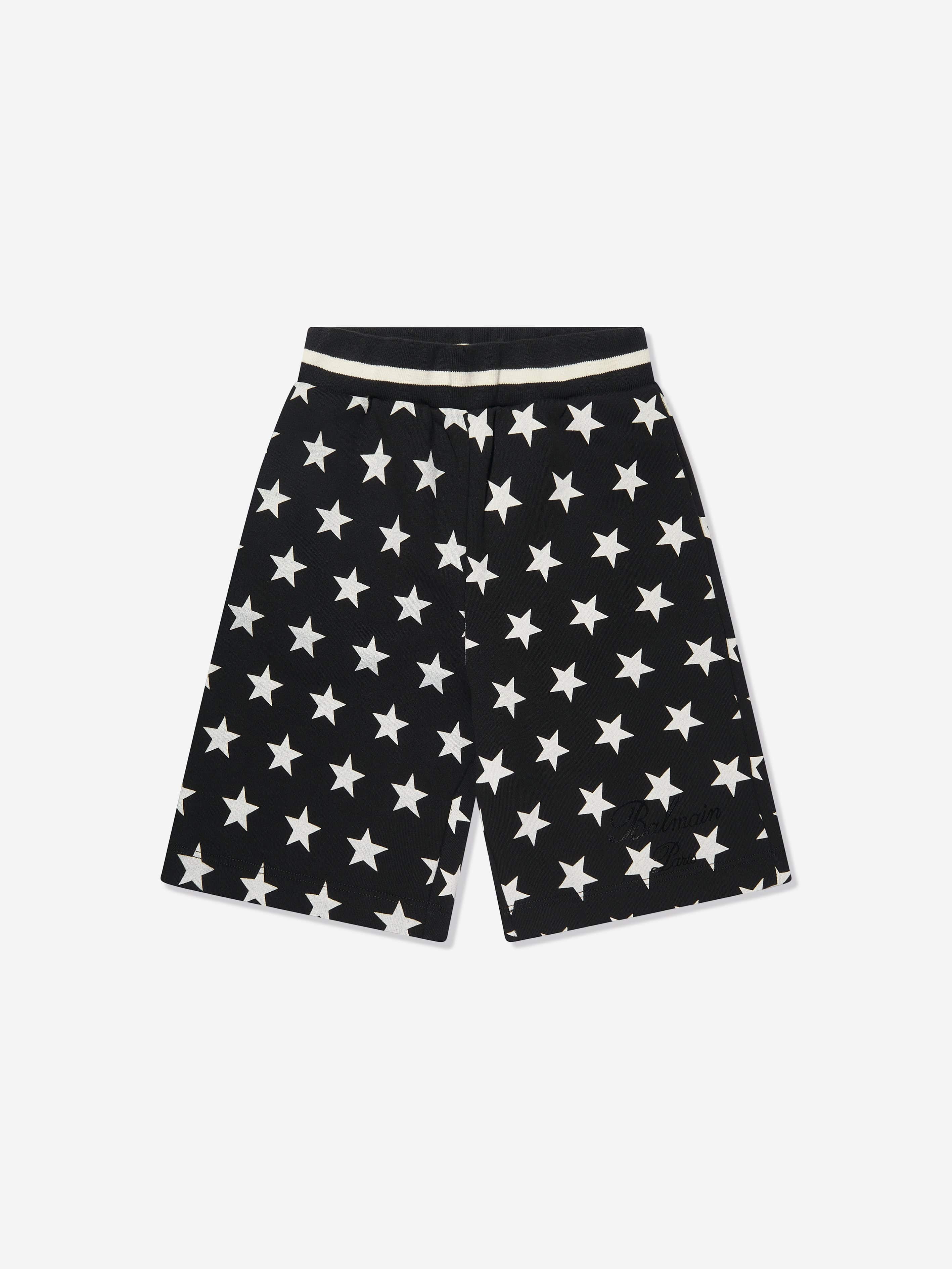 Balmain Boys Star Print Black Jersey Shorts - Stylish & Comfortable for Casual Wear, School, and Playtime