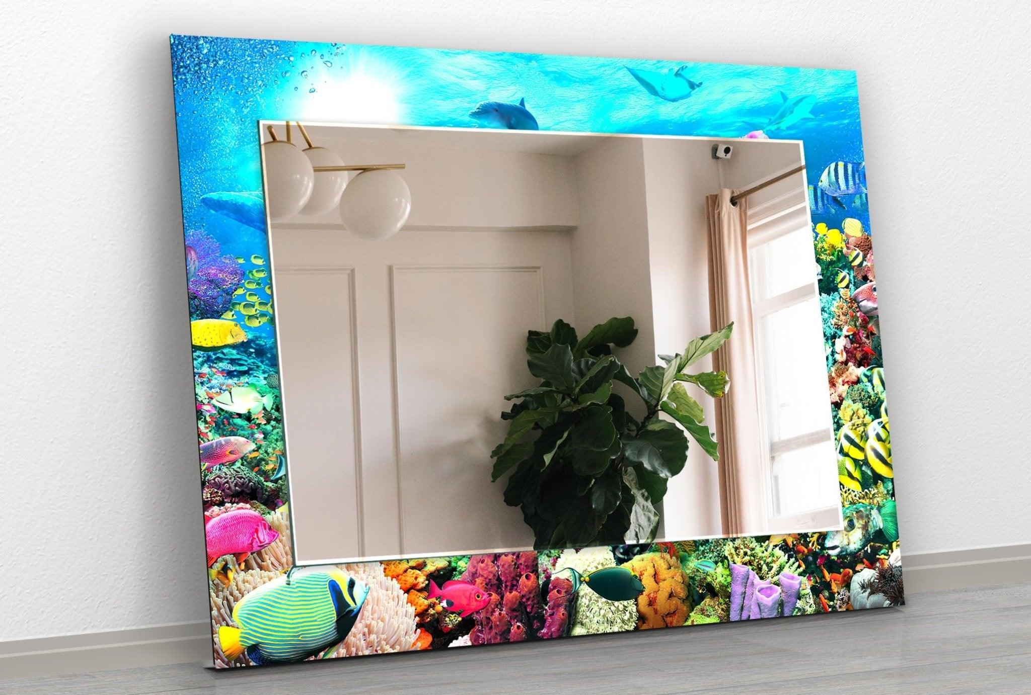 Stylish Aquarium Wall Mirror for Home & Office Decor - Enhance Your Space with a Unique Reflective Design