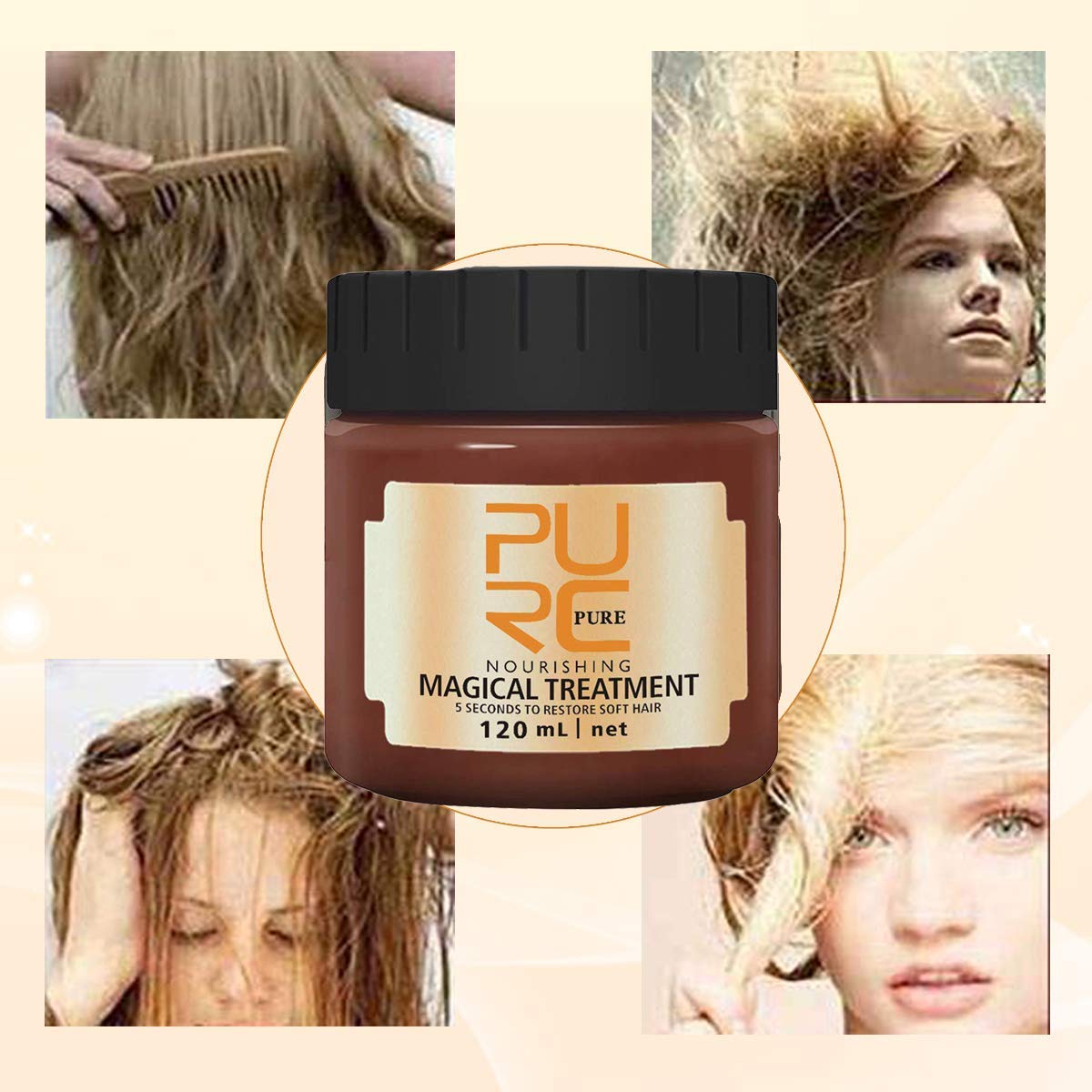 GUDAPATI Magical Hair Treatment Mask - 5 Second Repairing Deep Conditioner for Dry & Damaged Hair - Intense Hydration & Softness (120ml) - Perfect for Salon-Quality Hair Care at Home