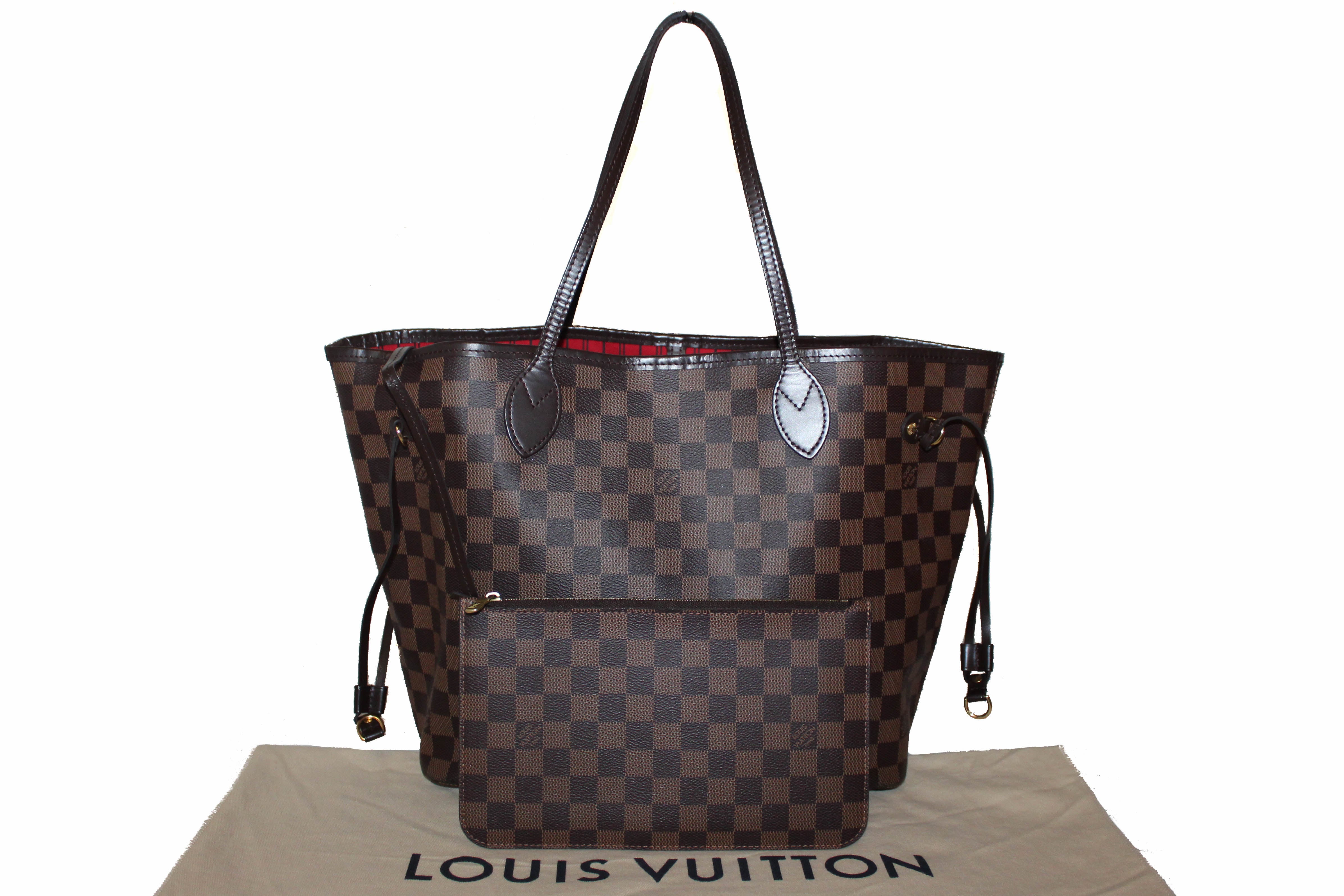 Authentic Louis Vuitton Damier Ebene Canvas Neverfull MM Tote Bag - Luxury Designer Shoulder Handbag for Women, Perfect for Work, Travel & Everyday Use