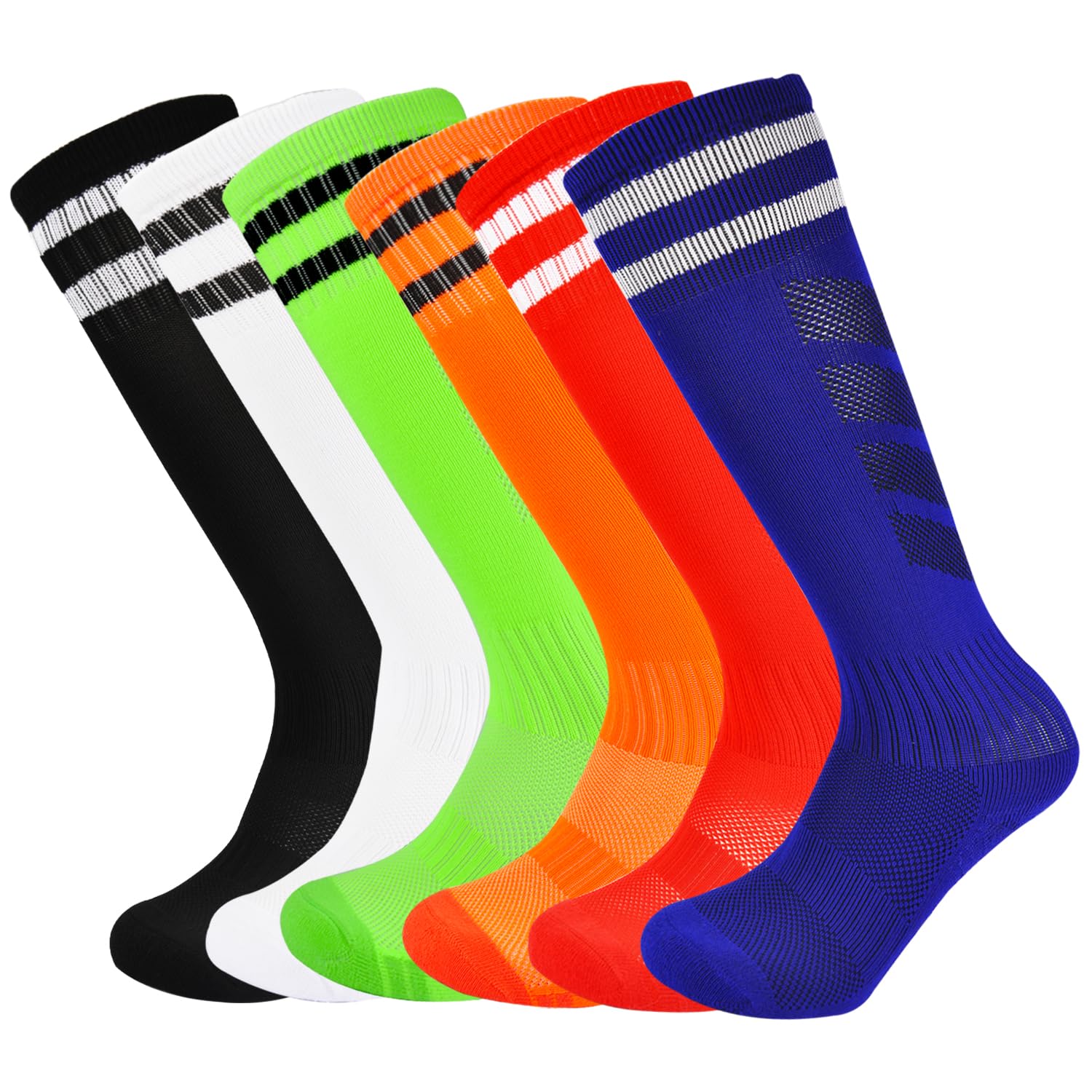Marchare Boys Soccer Socks - Toddler Athletic Knee High Socks with Stripes for Boys & Girls - Perfect for Football, Training & Sports Activities