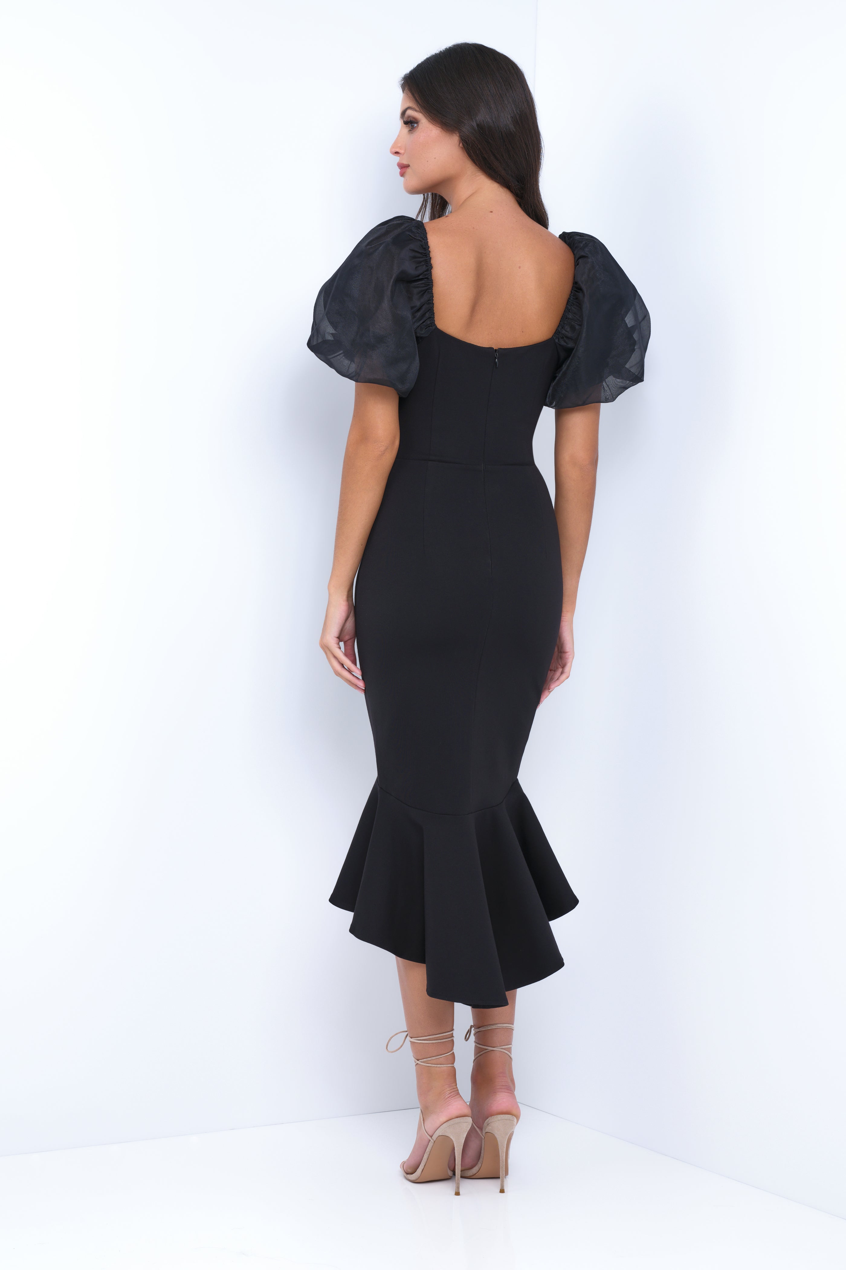 Elegant Black Diana Midi Dress for Women - Perfect for Office, Party & Special Occasions