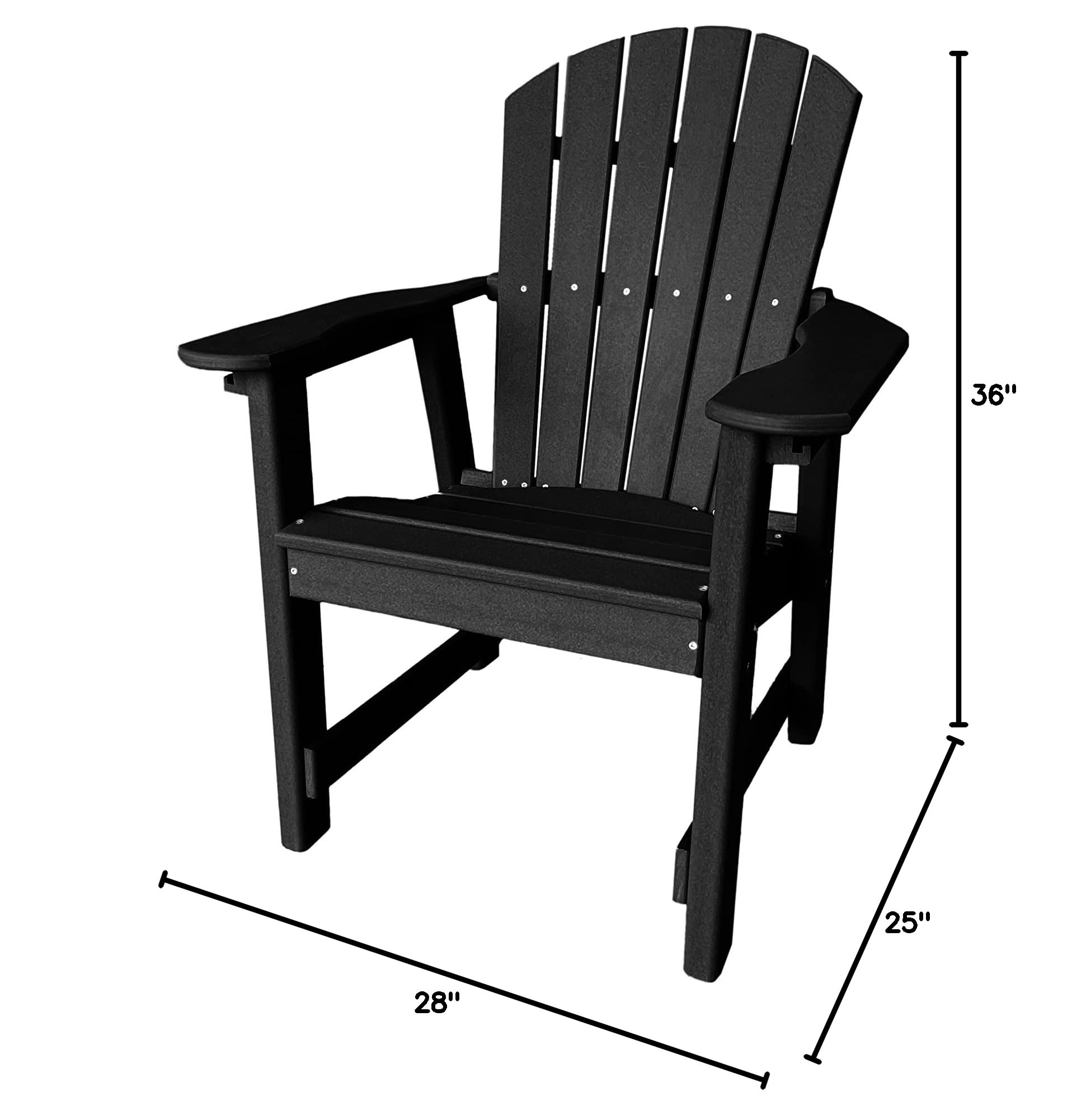 **Phat Tommy Weatherproof Outdoor Dining Chair - Heavy Duty Recycled Poly Lumber Patio Furniture, Black - Perfect for Backyard, Garden, Deck, and Poolside Relaxation**