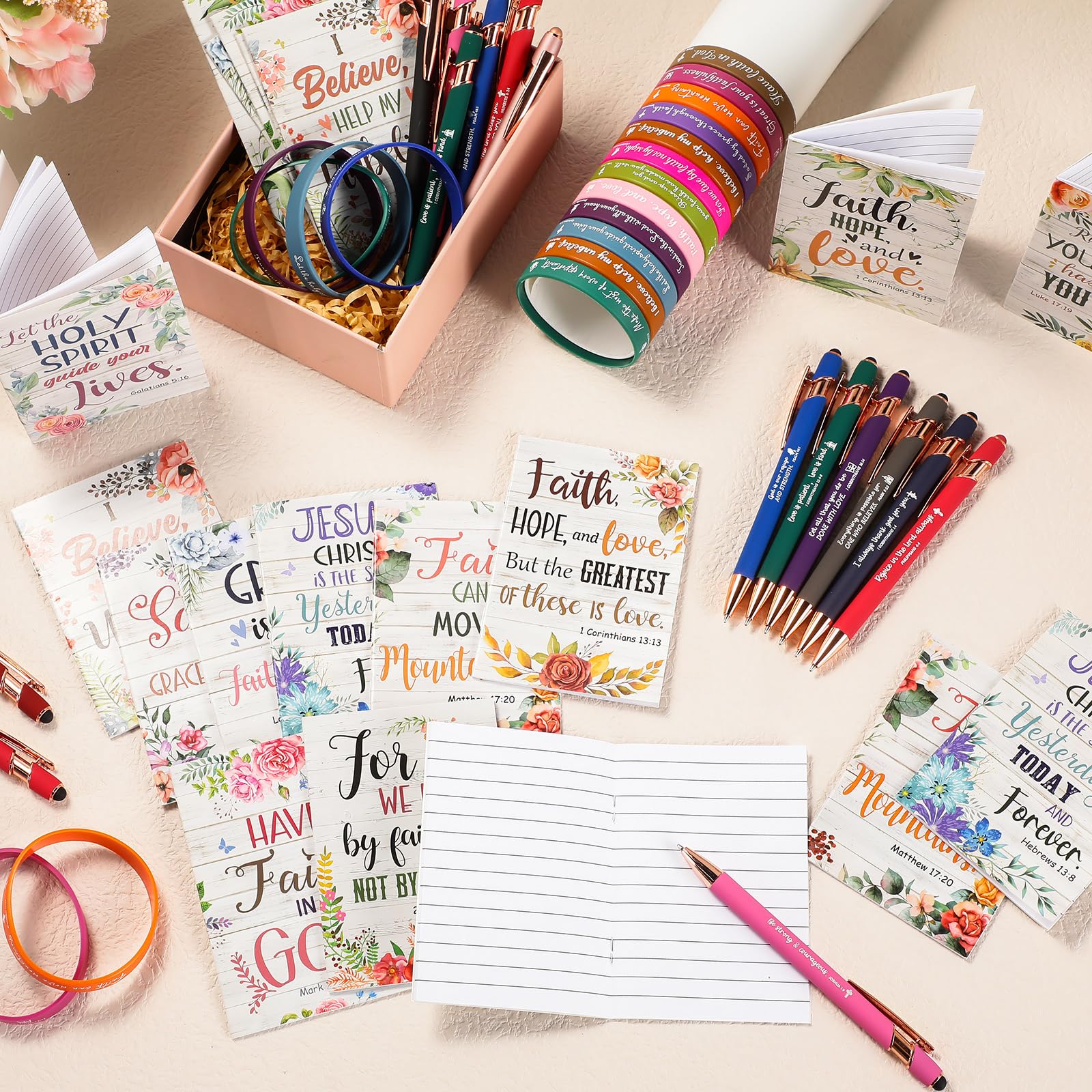 72 Pcs Christian Gift Set - Bible Notebooks, Pens & Bracelets for Women & Men | Office & School Supplies