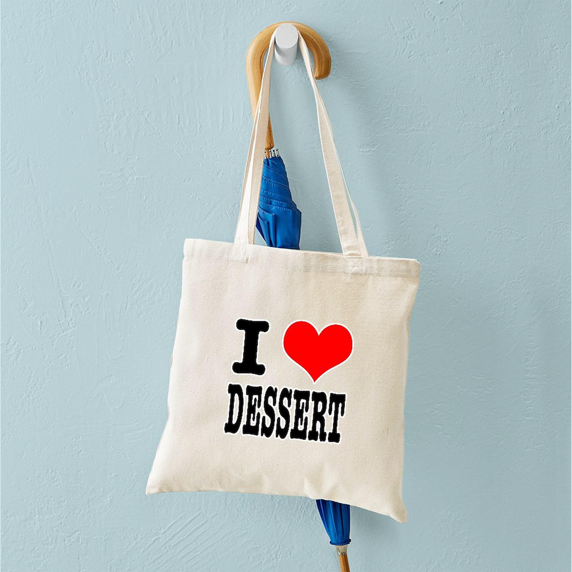 I Heart Dessert Tote Bag - Natural Canvas Reusable Shopping Bag for Groceries, Beach & Everyday Use | Eco-Friendly & Durable