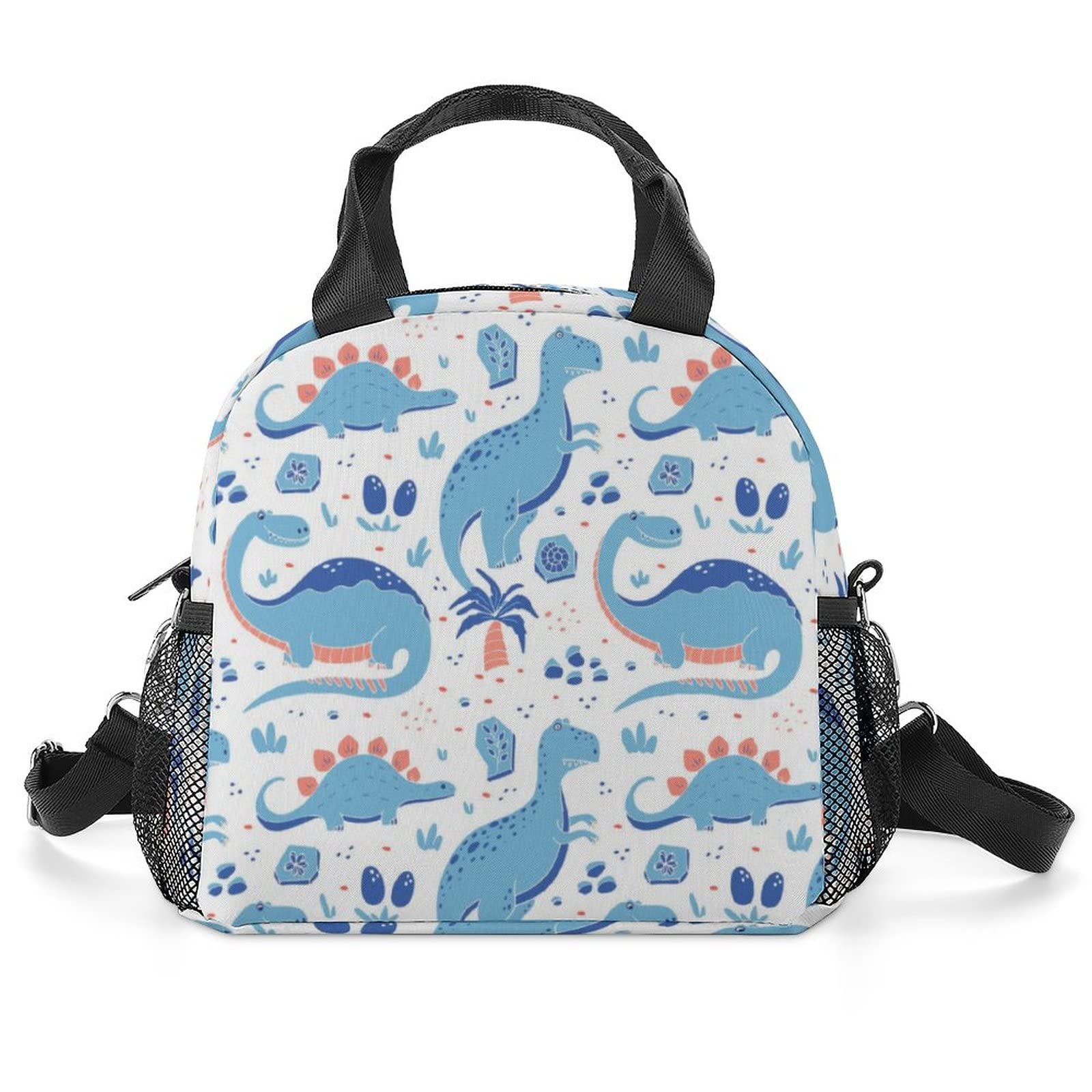 Dinosaur Insulated Lunch Box with Shoulder Strap - Jurassic Themed Cooler Bag for Kids, Students - Leakproof Portable Lunch Tote for School, Picnic, Hiking, Beach & Outdoor Activities (One Size)