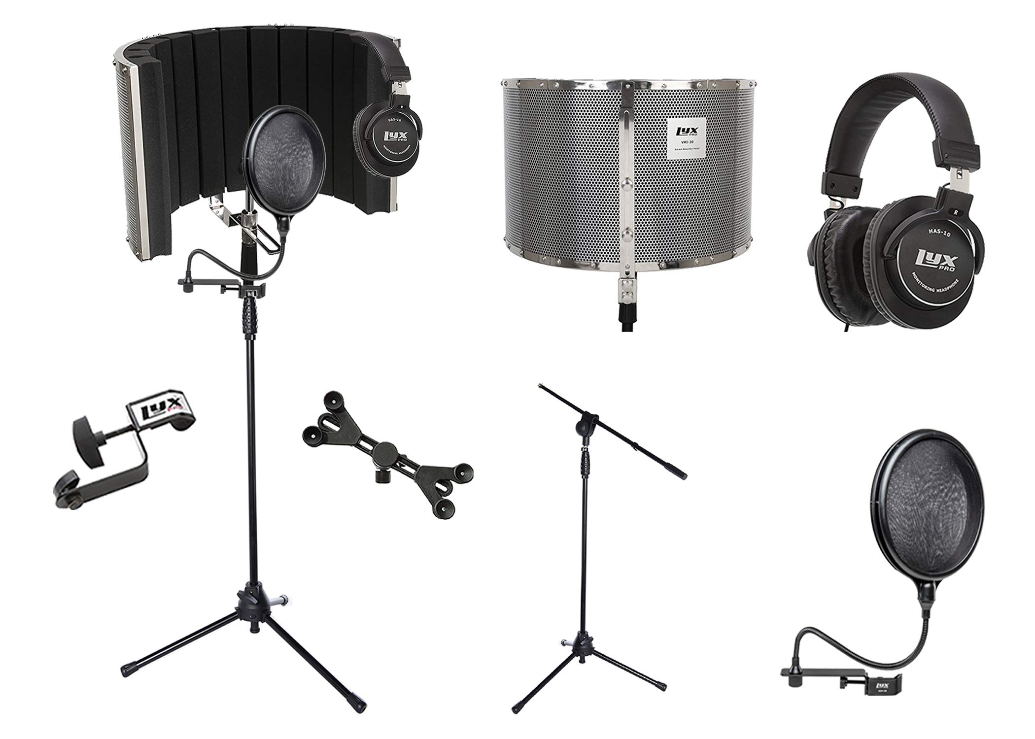 LyxPro VRI 20 Portable Acoustic Isolation Shield - Sound Absorbing Panel with Adjustable Tripod Stand, Universal Phone/Tablet Mount - Perfect for Home Studio Recording, Podcasting & Vocal Booth Setup