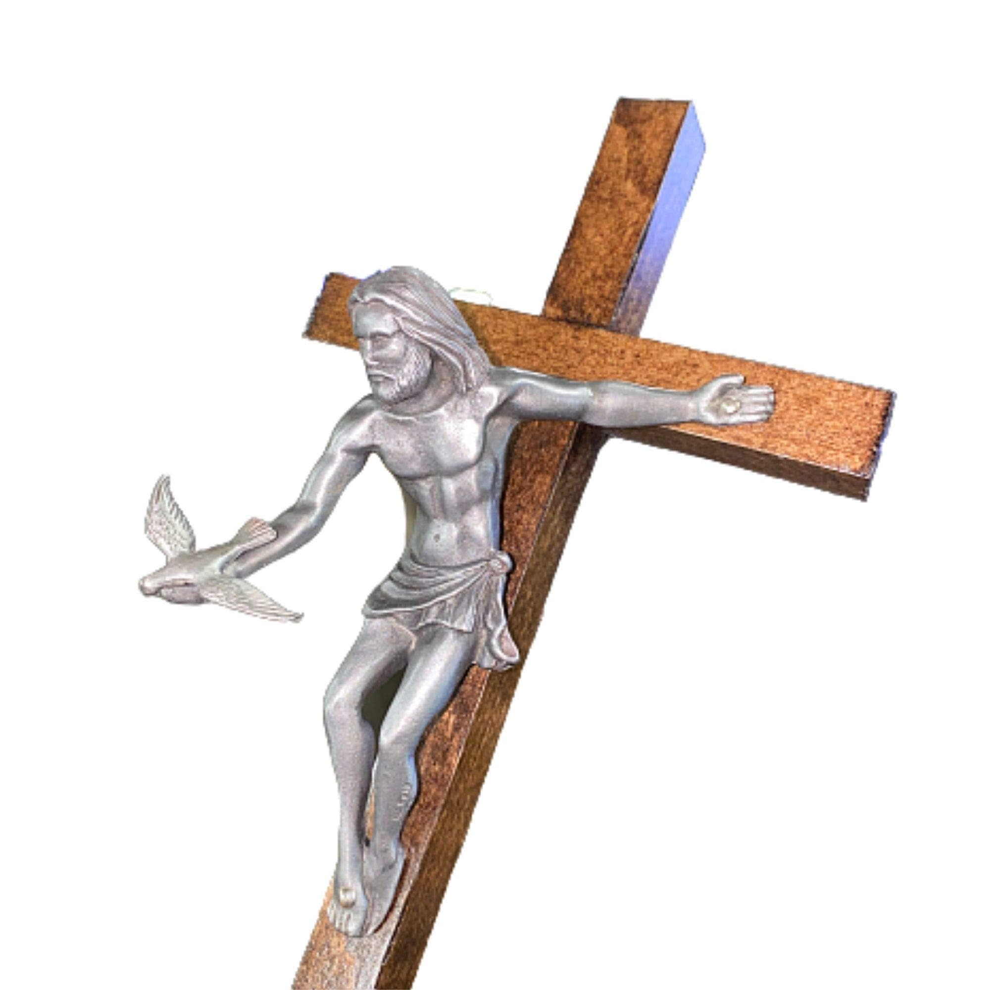 Gifts of the Spirit Standing Crucifix - Religious Home Decor, Christian Gift for Baptism, First Communion & Easter - Perfect for Prayer Altar, Church Display & Spiritual Meditation