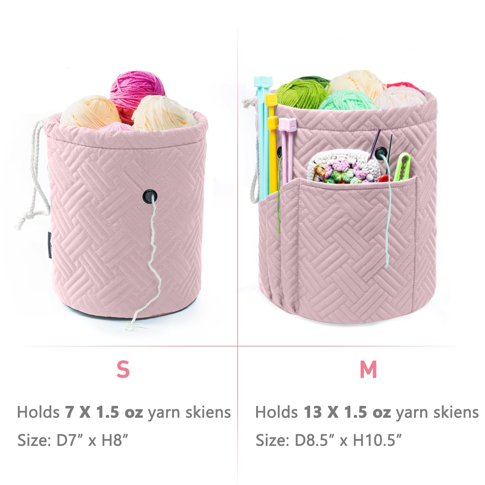 Crochet Yarn Bag Organizer with Pocket - Knitting Storage for Beginners - Perfect for Travel & Crafting