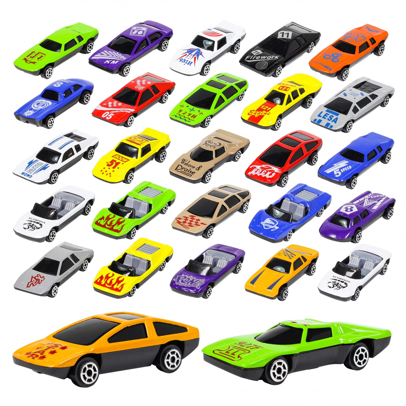 25-Piece Race Car Die-Cast Toy Cars Playset for Boys - Miniature Vehicle Collection with Storage Case - Perfect for Kids Ages 3+ | Birthday Gifts, Pretend Play, Racing Games & Toddler Learning Toys
