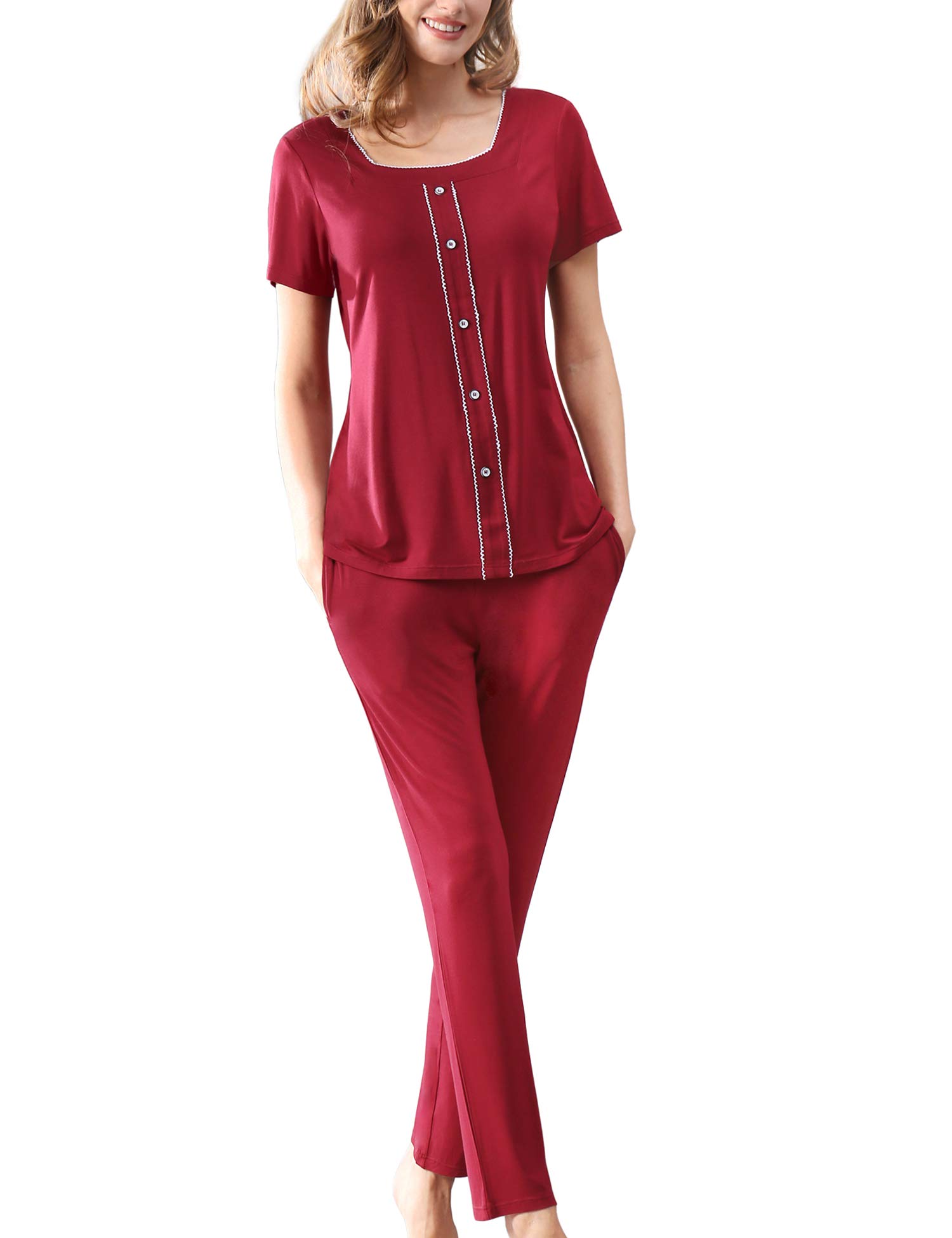 COLORFULLEAF Women's Casual Summer Lounge Set - Short Sleeve Tunic Top & Leggings Capri Pajama Outfit | Perfect for Home Relaxation, Yoga, and Vacation Wear