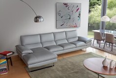 Nicoleti Dave Leather Sectional Sofa - Italian Genuine Leather Living Room Couch for Modern Home & Office Lounge