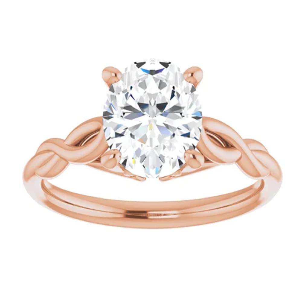10K Solid Rose Gold Handmade Engagement Ring - 1 CT Oval Cut Moissanite Diamond Solitaire Wedding Band for Women - Perfect for Proposals, Anniversaries & Bridal Jewelry Gifts