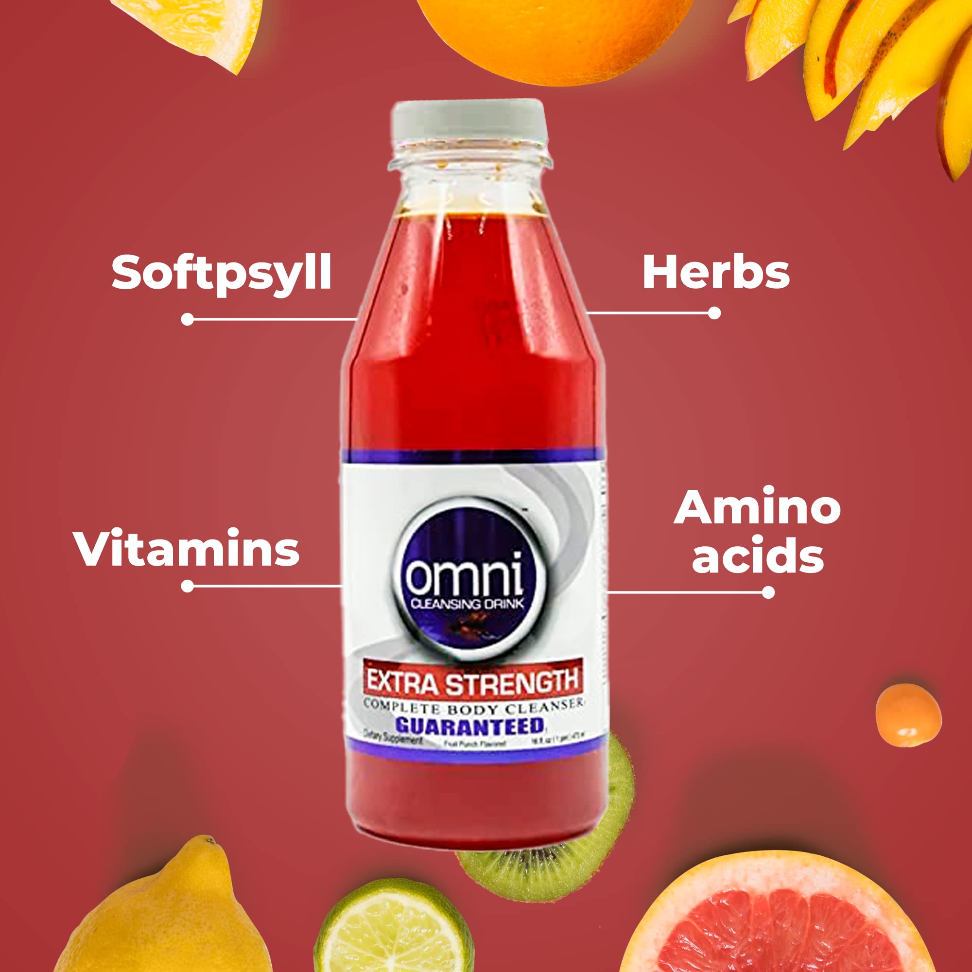 Omni Same Day Detox Cleanse Drink - Natural Full Body Detox Juice with Vitamins & Minerals - Punch Flavor - 16 oz | Quick Cleansing for Weight Loss & Wellness | Perfect for Pre-Detox, Post-Workout & Healthy Lifestyle