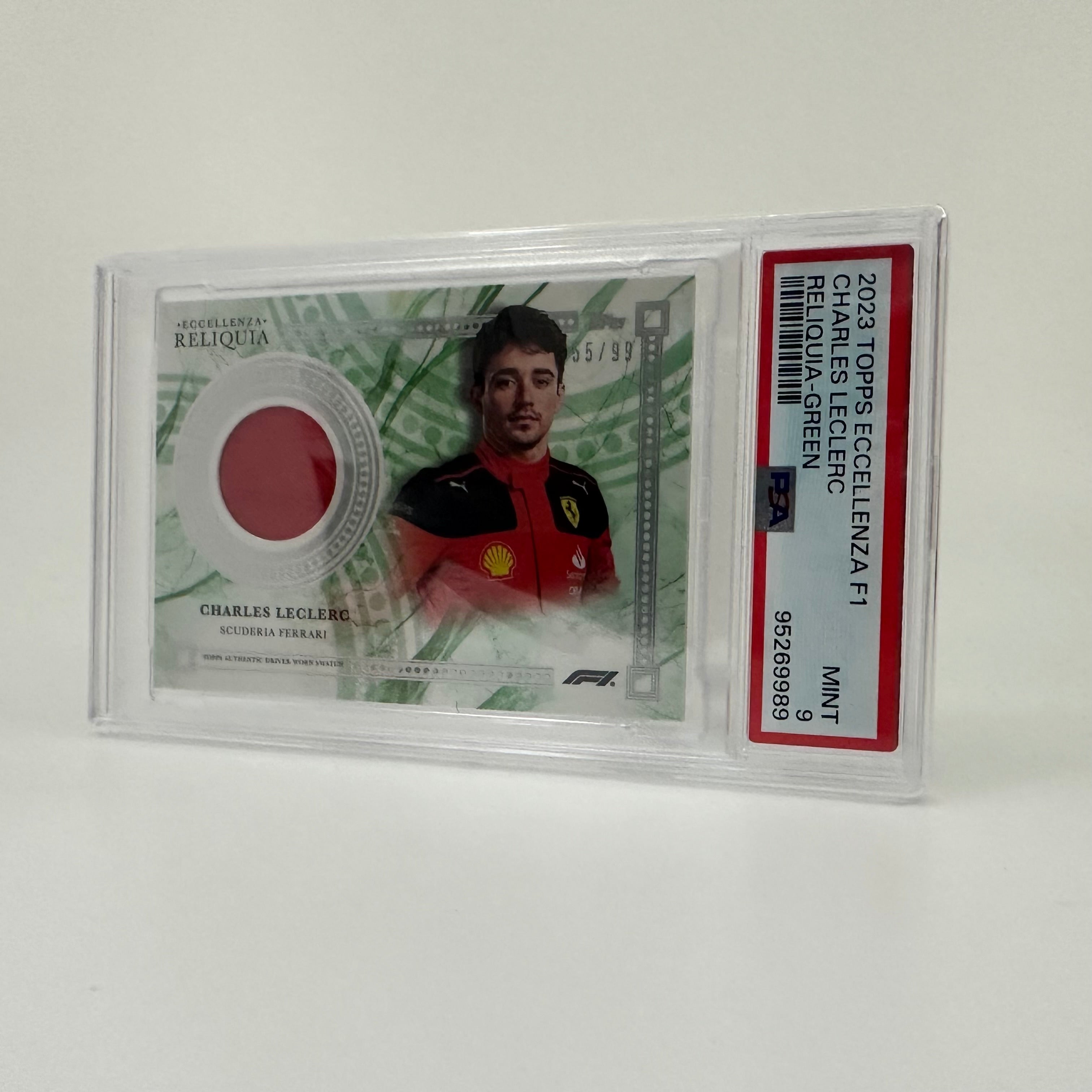 PSA 9 55/99 Charles Leclerc Green 2023 Topps Eccellenza Relic Auto Racing Card - Perfect for F1 Collectors & Sports Memorabilia Displays