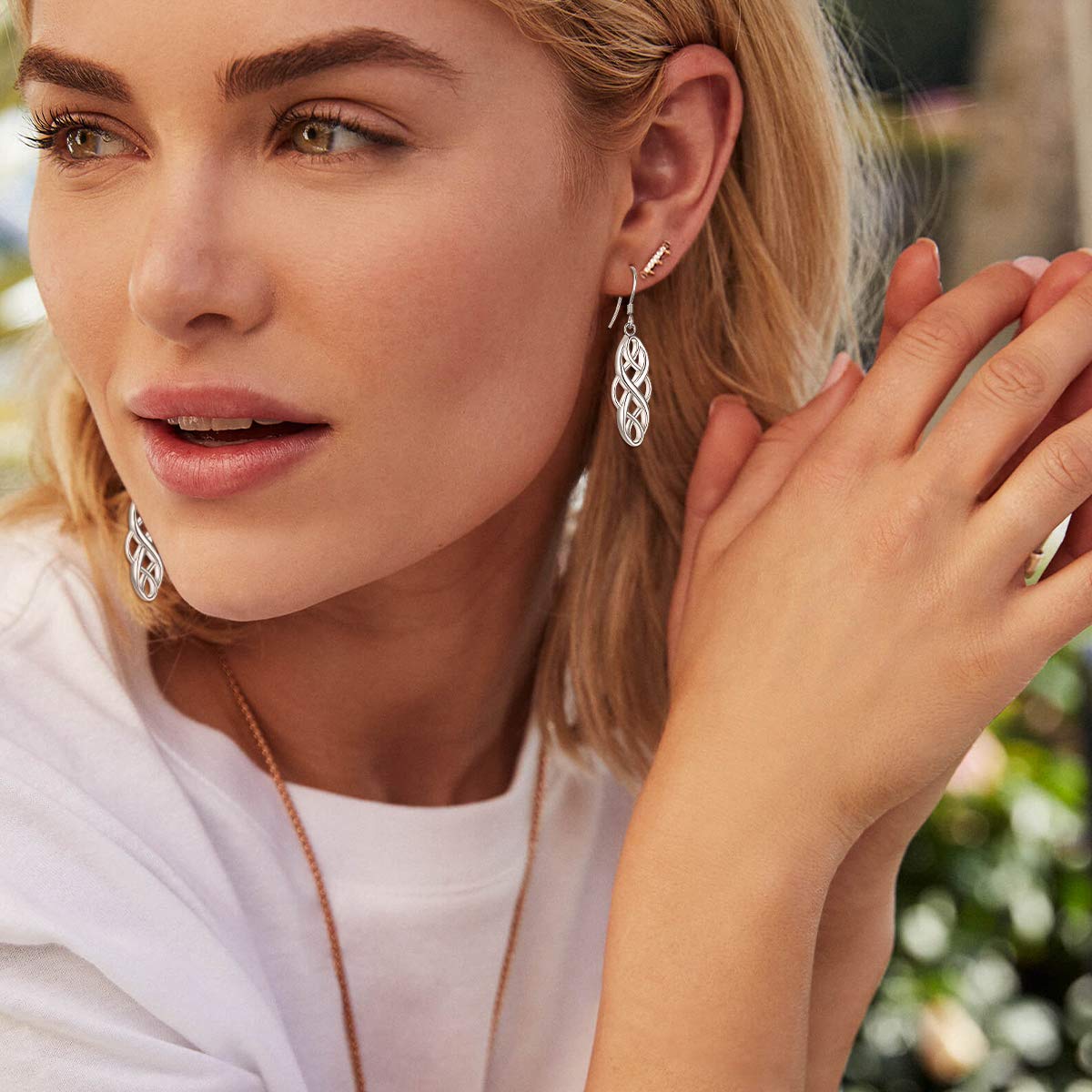 Hypoallergenic 925 Sterling Silver Celtic Knot Earrings for Women - Triquetra Trinity Knot Dangle Drop Earrings, Irish Good Luck Jewelry with Gift Box (Perfect for St. Patrick's Day, Weddings & Special Occasions)