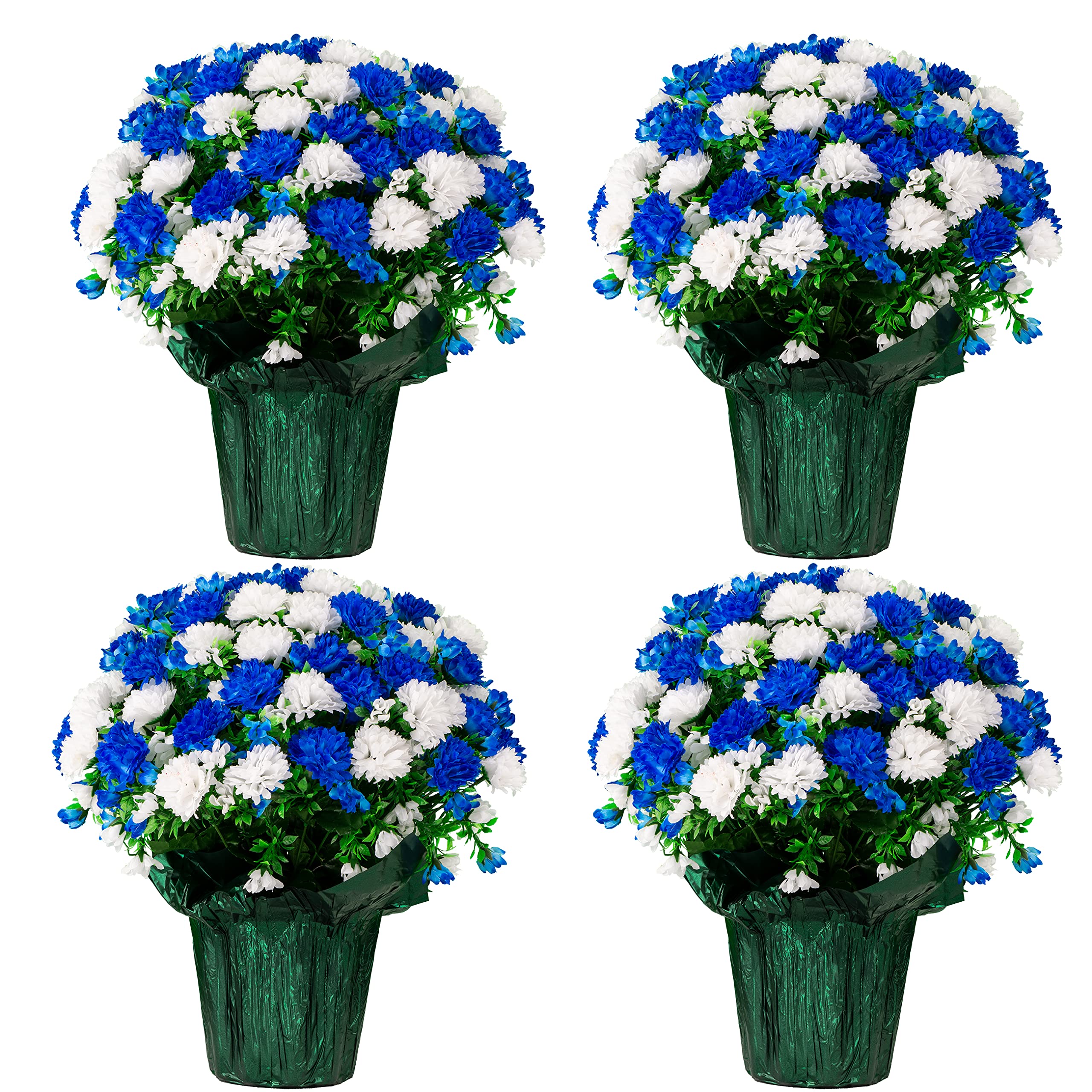 Sympathy Silk Artificial Flowers Weighted Pot Bouquet - 18
