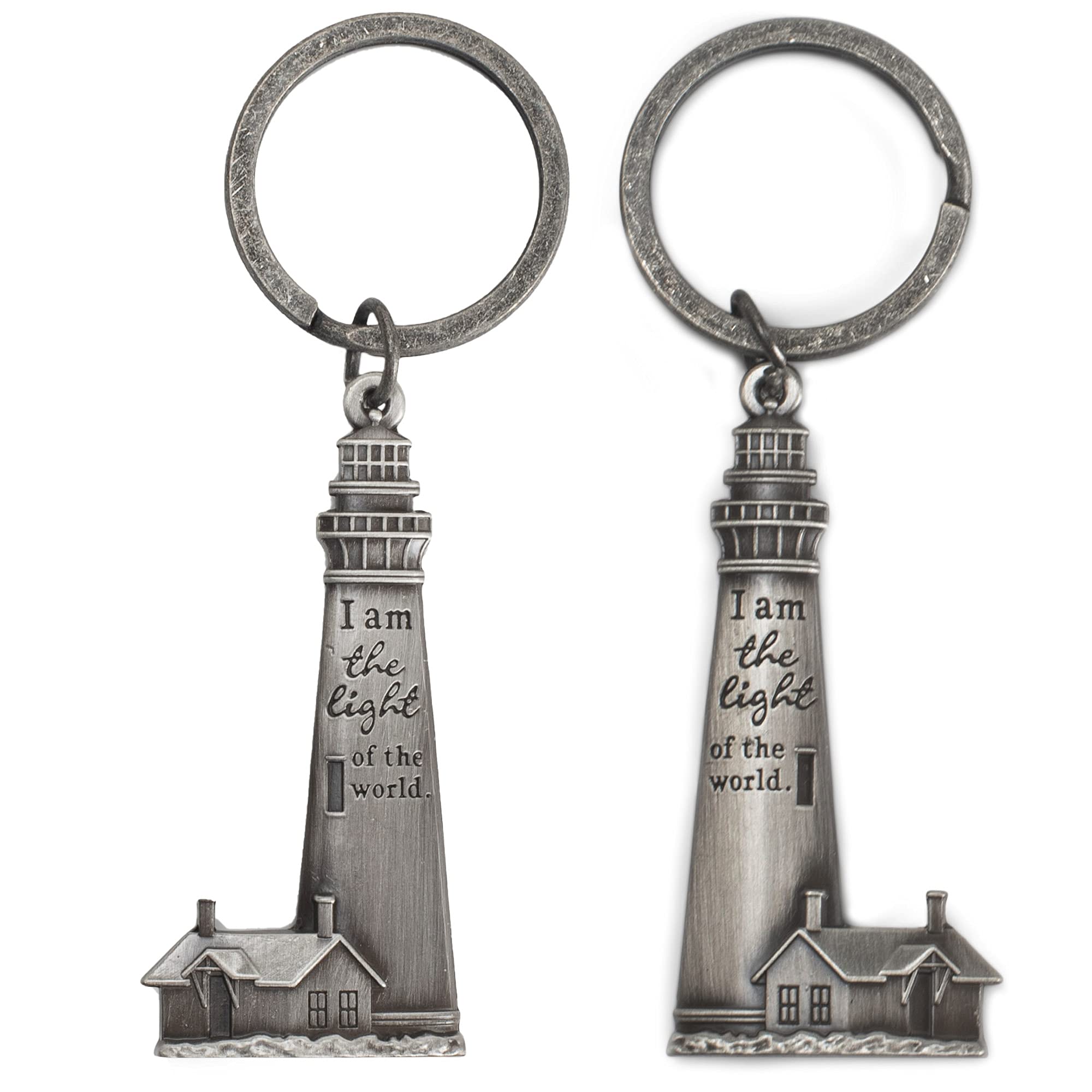 2 Inch Lighthouse Keychain - Silver Zinc Alloy Car Key Ring for Auto Accessories