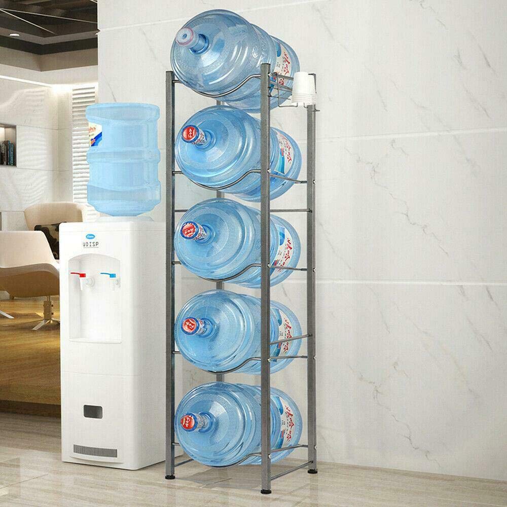 5 Tier Water Bottle Storage Rack - Heavy Duty 5 Gallon Buddy Shelf Organizer for Home, Office, Kitchen, Pantry - Perfect for Storing Water Jugs, Soda Bottles, and Beverage Containers