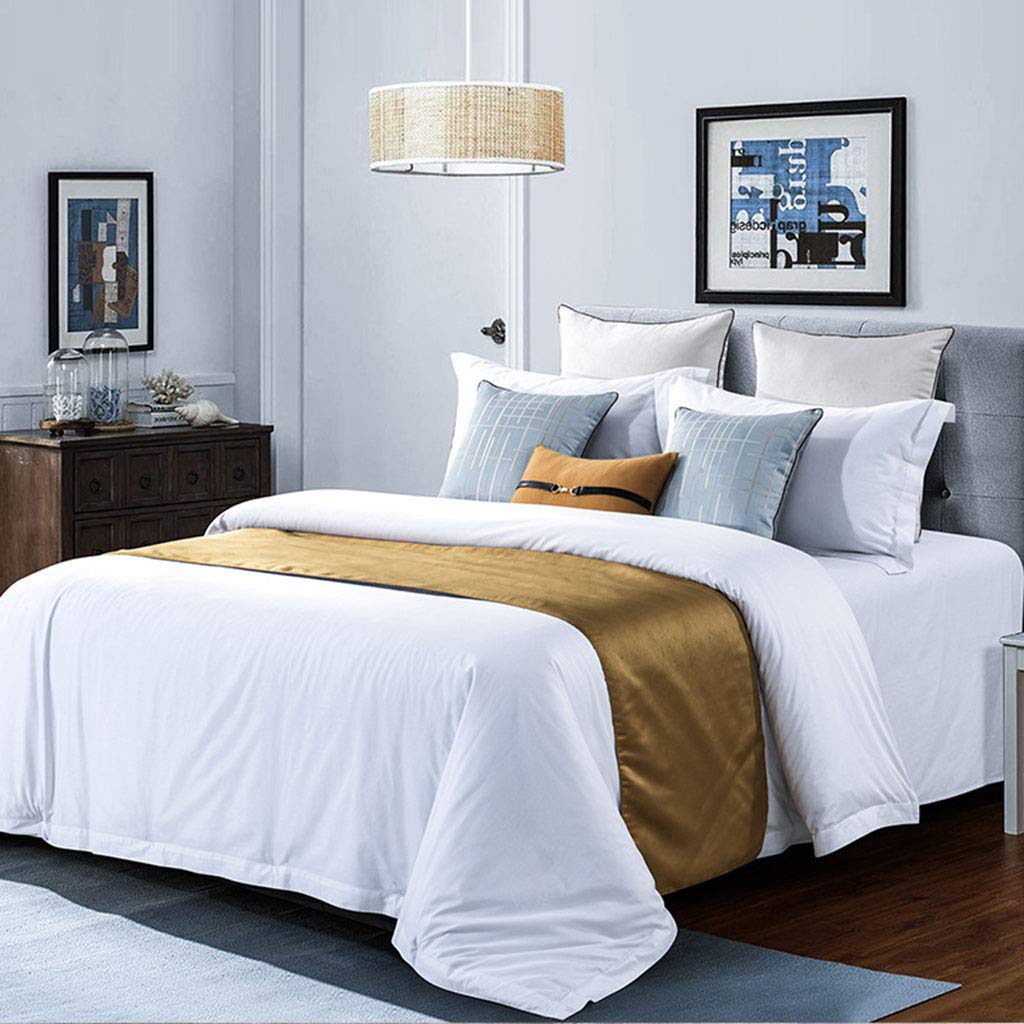 Luxury Gold Silk Bed Scarf - Elegant Bed Runner & Table Runner for King, Queen, Twin Size Beds - Soft Bed Protector Slipcover for Home & Hotel Decor - Perfect for Wedding, Bedroom, and Dining Table Decoration