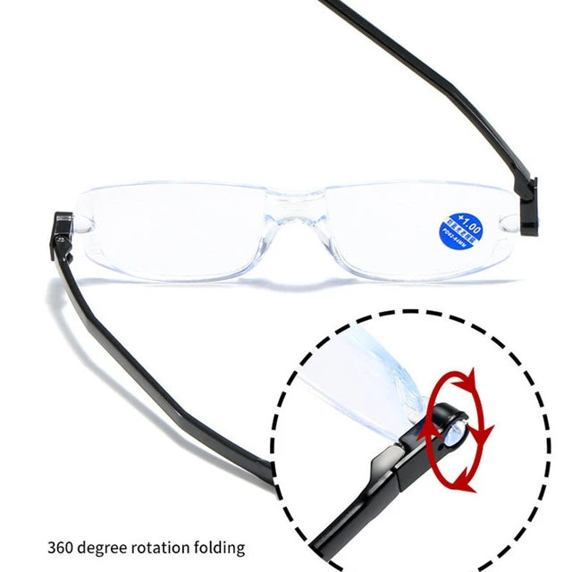 360 Degree Rotating Arms Folding Reading Glasses with Blue Light Blocking - Perfect for Computer Work, Reading & Office Use