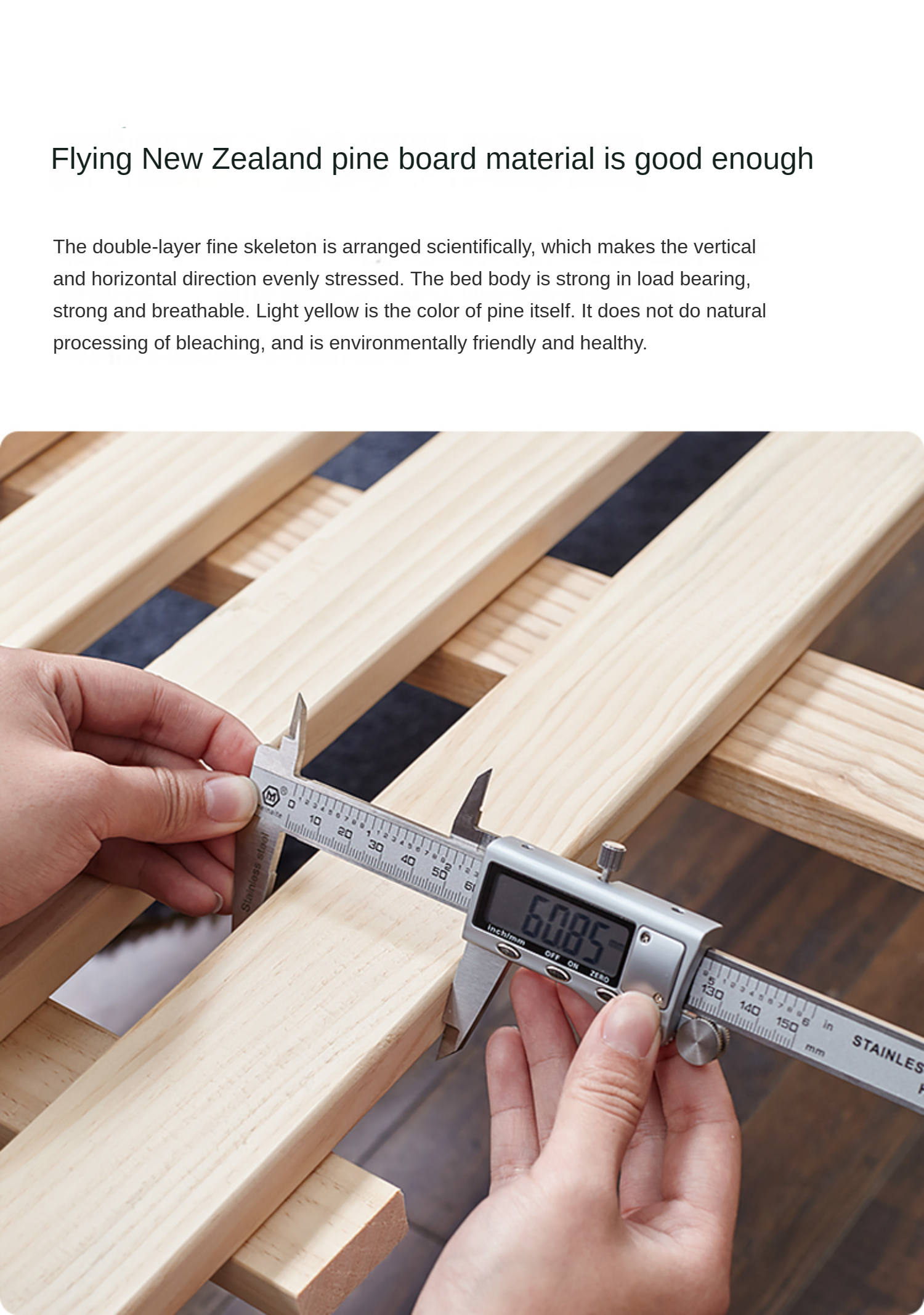Solid Wood Bed Frame - Beech or Poplar - Queen/King Size - Modern & Sturdy Design for Bedroom, Guest Room, or Dorm - Free Shipping & Easy Assembly