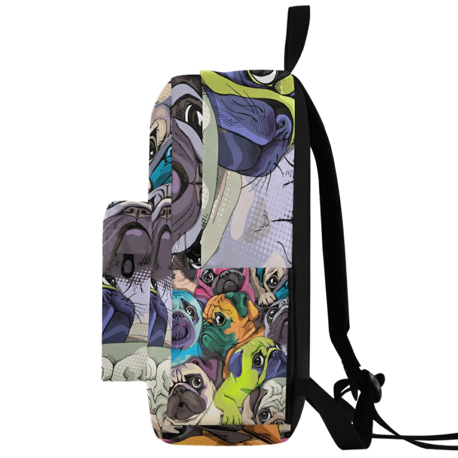 Fustylead Colorful Pugs Large Backpack for Kids - Durable School Bag for Boys & Girls with Multiple Pockets, Fits Laptop, iPad & Tablet - Perfect for Travel, School & Daily Use