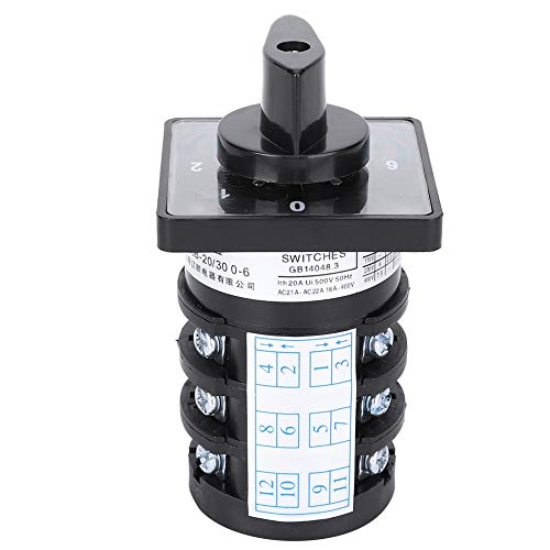 500V 20A 7-Position 12 Terminals Locking Cam Changeover Control Switch for Industrial Equipment, Electrical Panels & Automation Systems