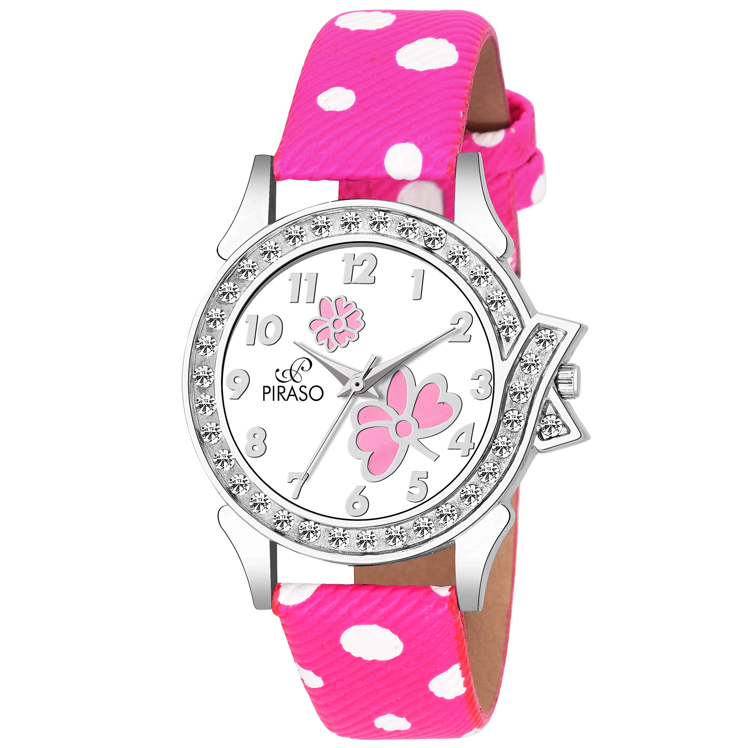 PIRASO Women's Watch - Elegant Pink & White Dial, Stainless Steel Band, Water Resistant - Perfect for Casual Wear, Office, and Special Occasions
