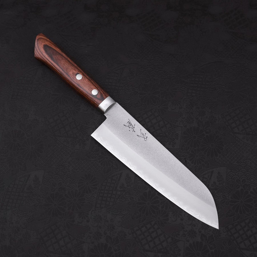 Premium Santoku Knife 165mm - VG-1 Stainless Steel Blade with Nashiji Finish & Mahogany Handle - Perfect for Slicing, Dicing, and Chopping Vegetables, Meat, and Fish in Professional Kitchens or Home Cooking